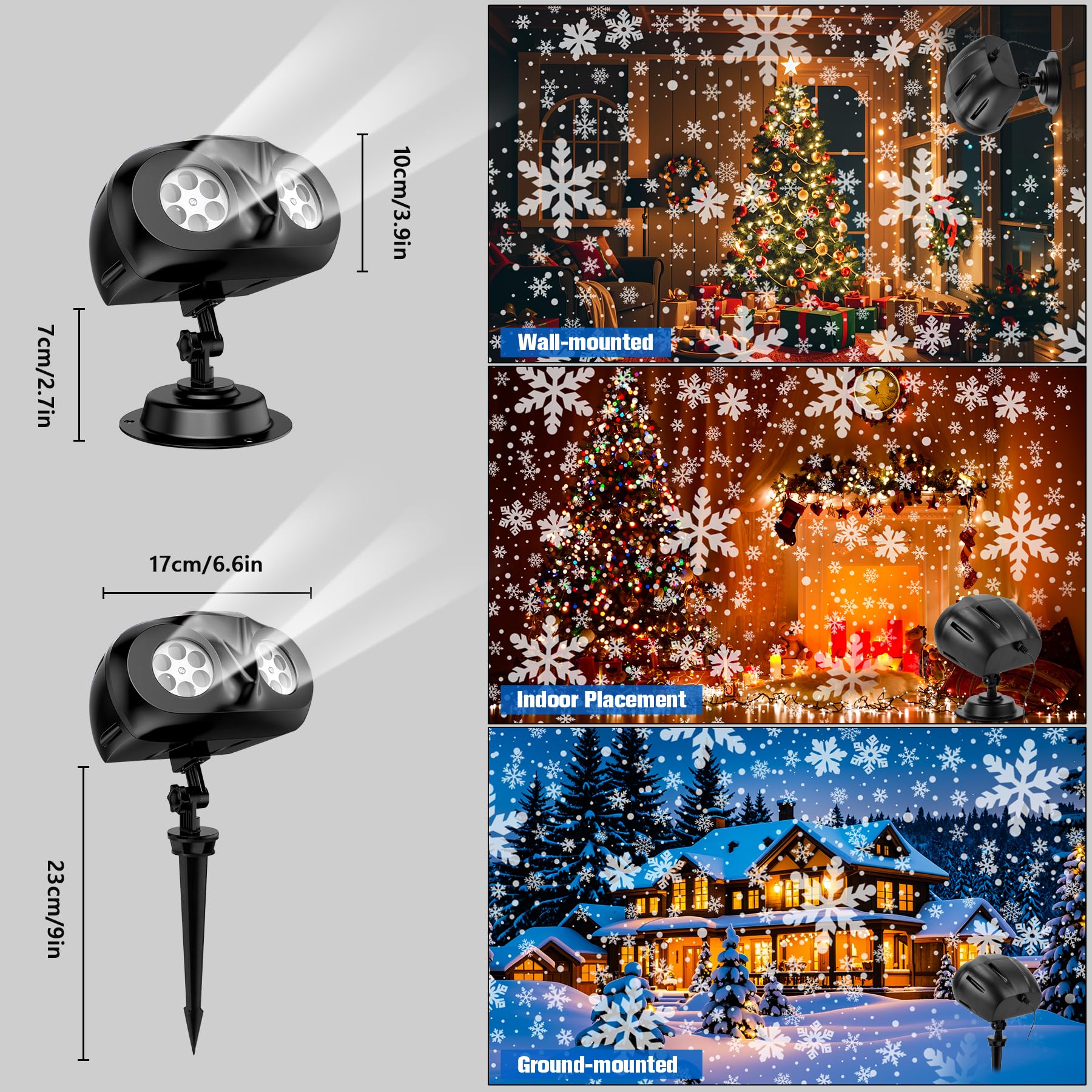Nazuwke Christmas Snowflake Projector Lights Outdoor, Led Snowfall Projector With Remote, Ip65 Waterproof Snow Projection Outdoo