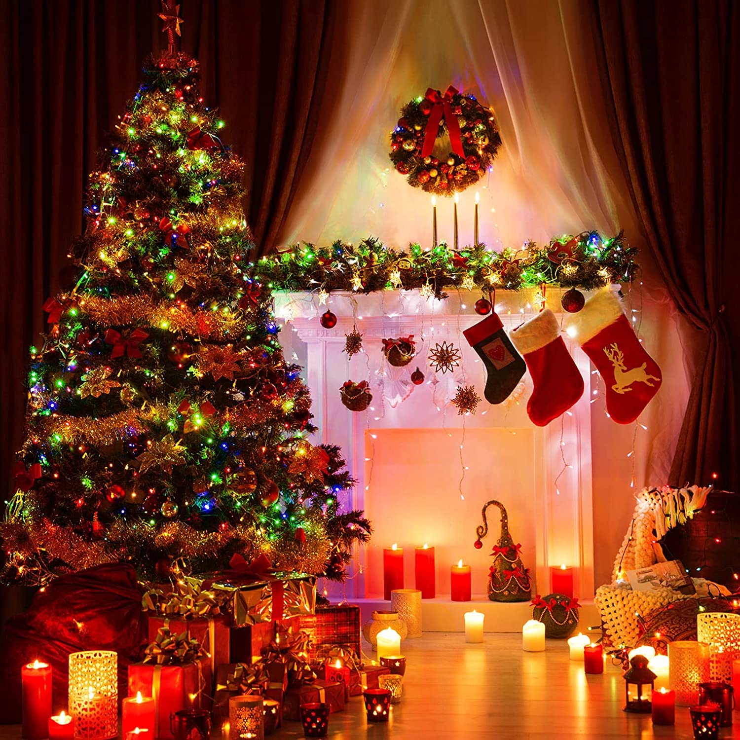 KOUQIYA Battery Operated String Lights, 100 LED, 33ft, Multicolor, Waterproof, 8 Modes, Model LLP100MCUS