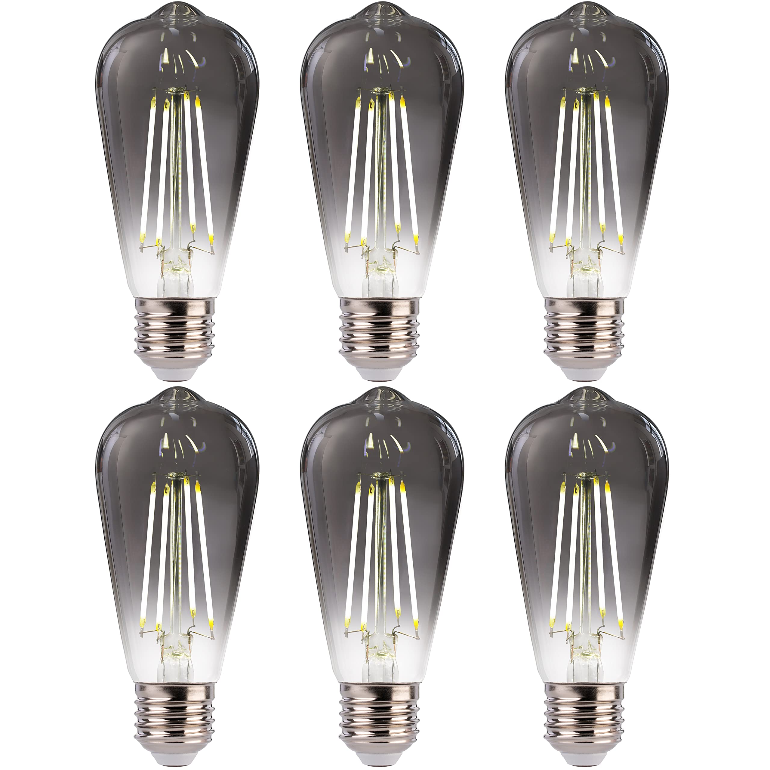 Flsnt Led Edison Bulbs, 5000K White Light Dimmable St19 Led Light Bulbs, E26 Base,4W(40W Equivalent), Cri82+, 150Lm, 6 Pack, Smo