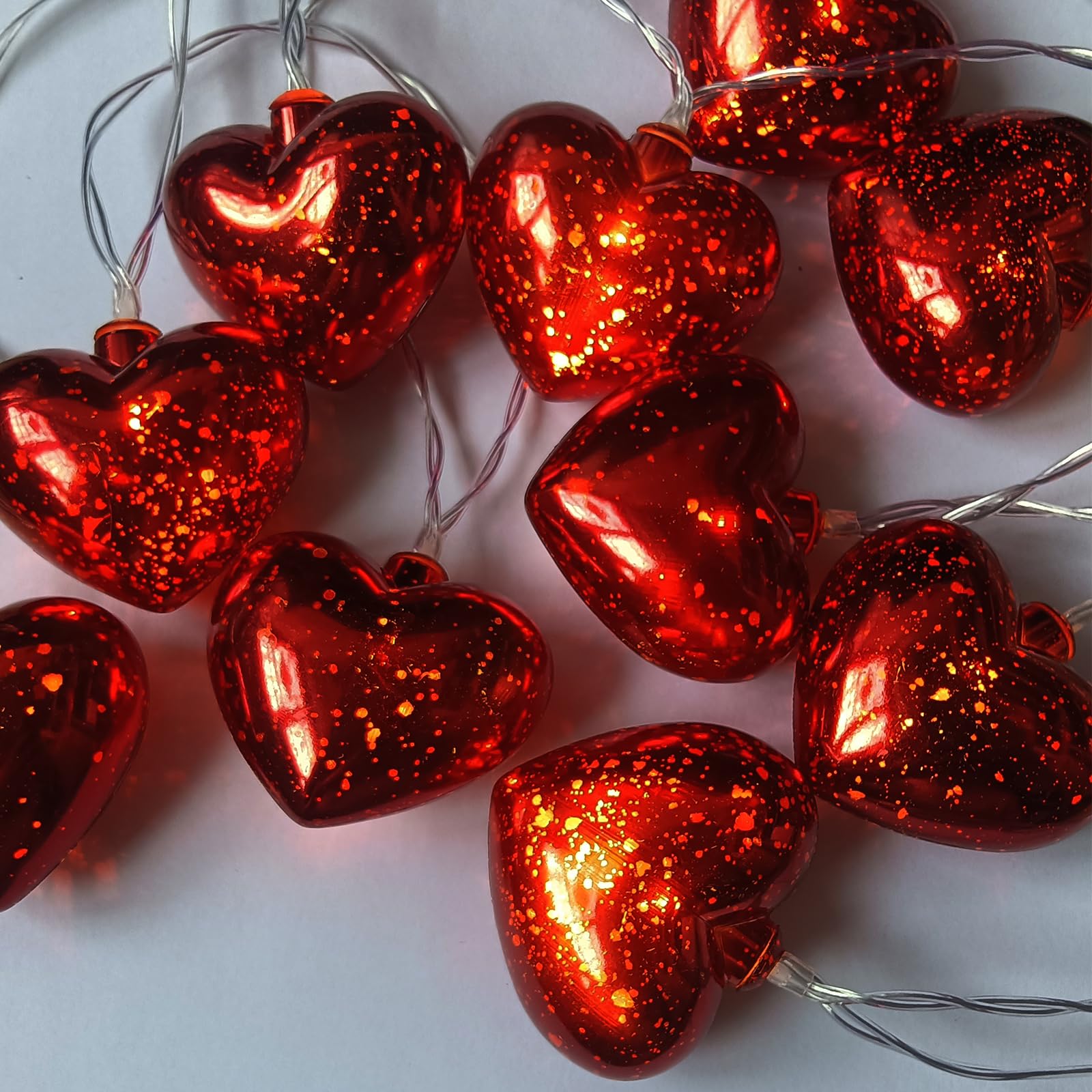 Valentine Heart Lights 6.8Ft 10 LED Valentines Day Lights with Remote Timer, Battery Powered Heart String Lights Indoor Valentin