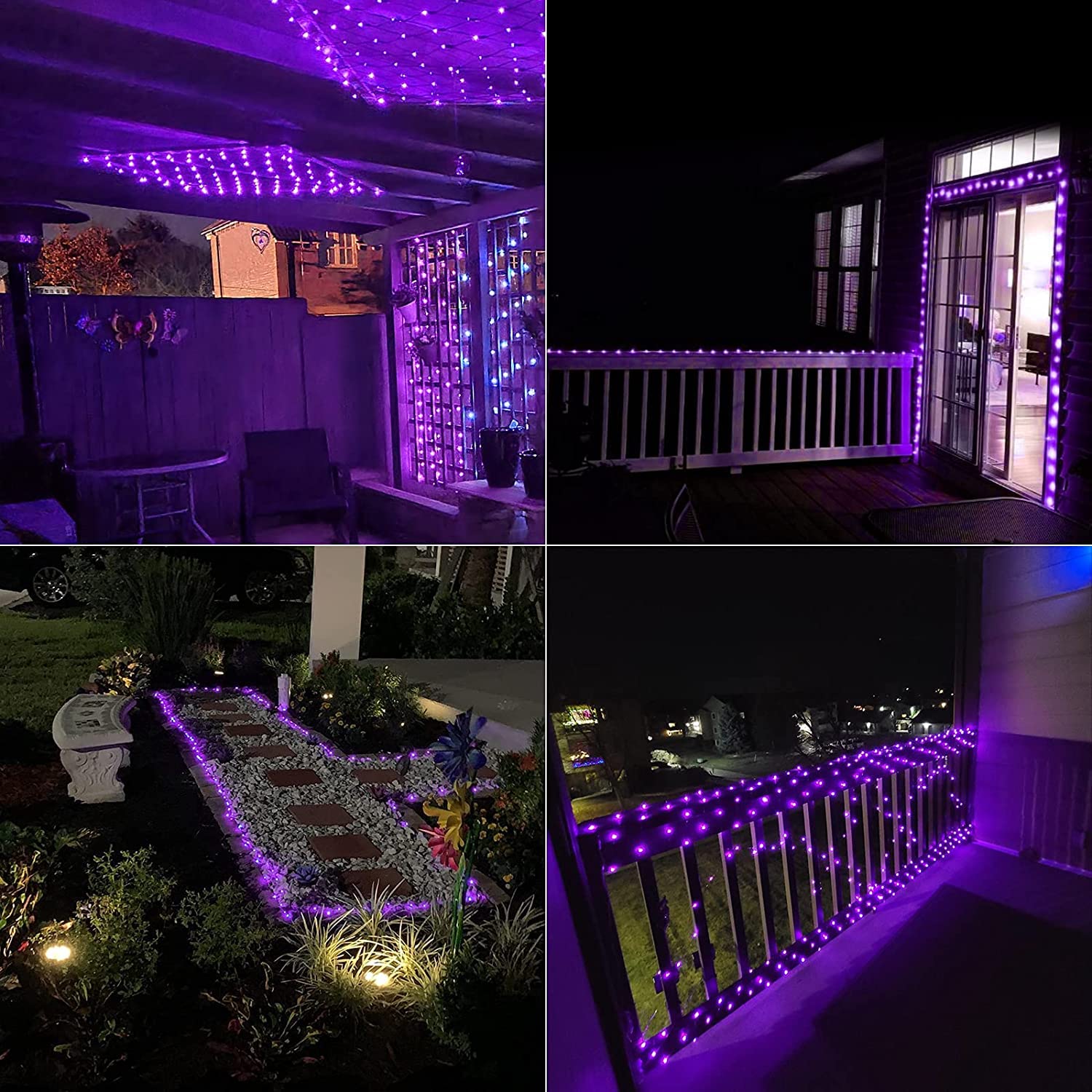 Qitong 66Ft Purple Solar Fairy Lights, 200 Led, Waterproof, 8 Modes For Garden & Patio Decor