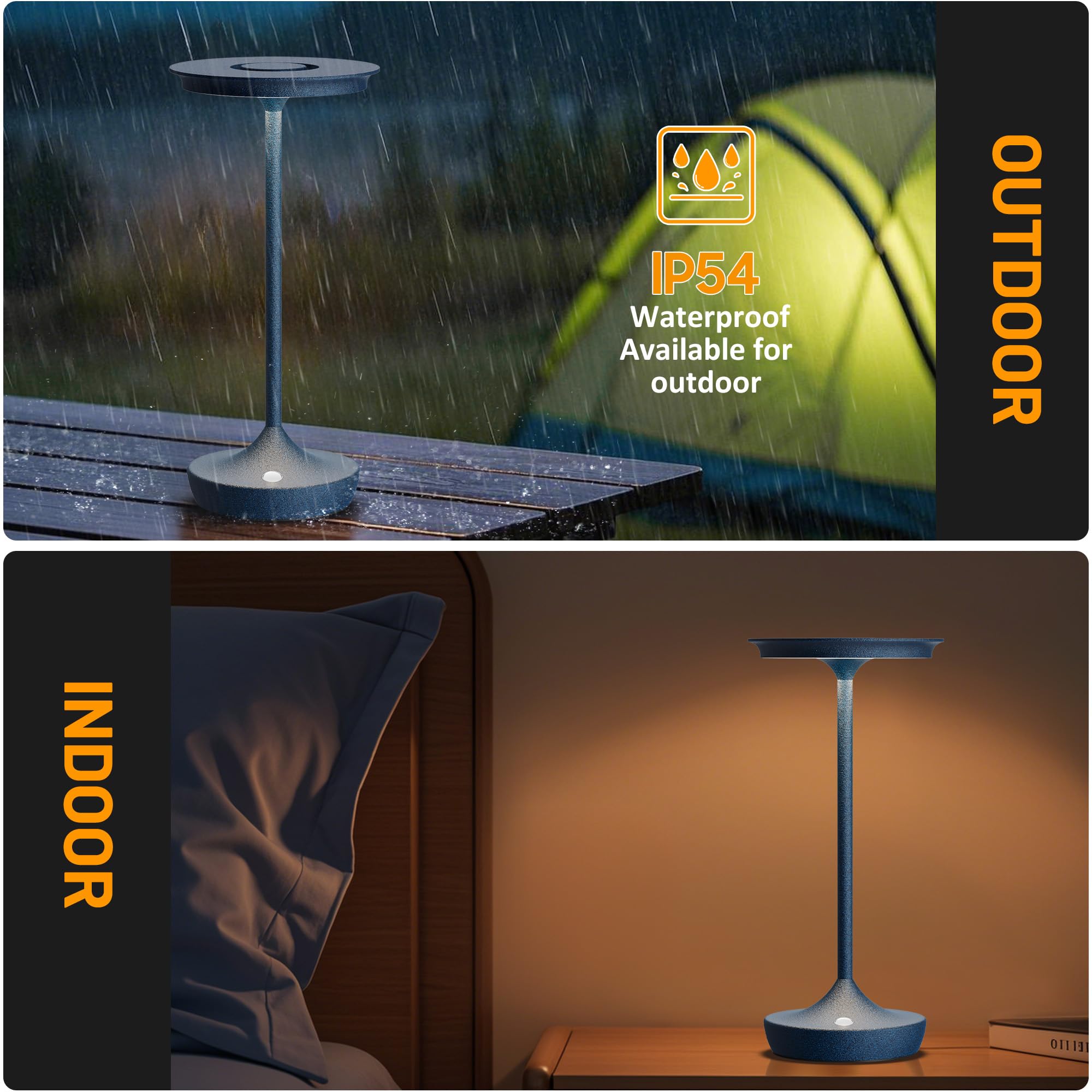 Shangcai Led Cordless Table Lamps Rechargeable - Outdoor Battery Operated Portable Table Light 3 Color Stepless Dimming Tables L