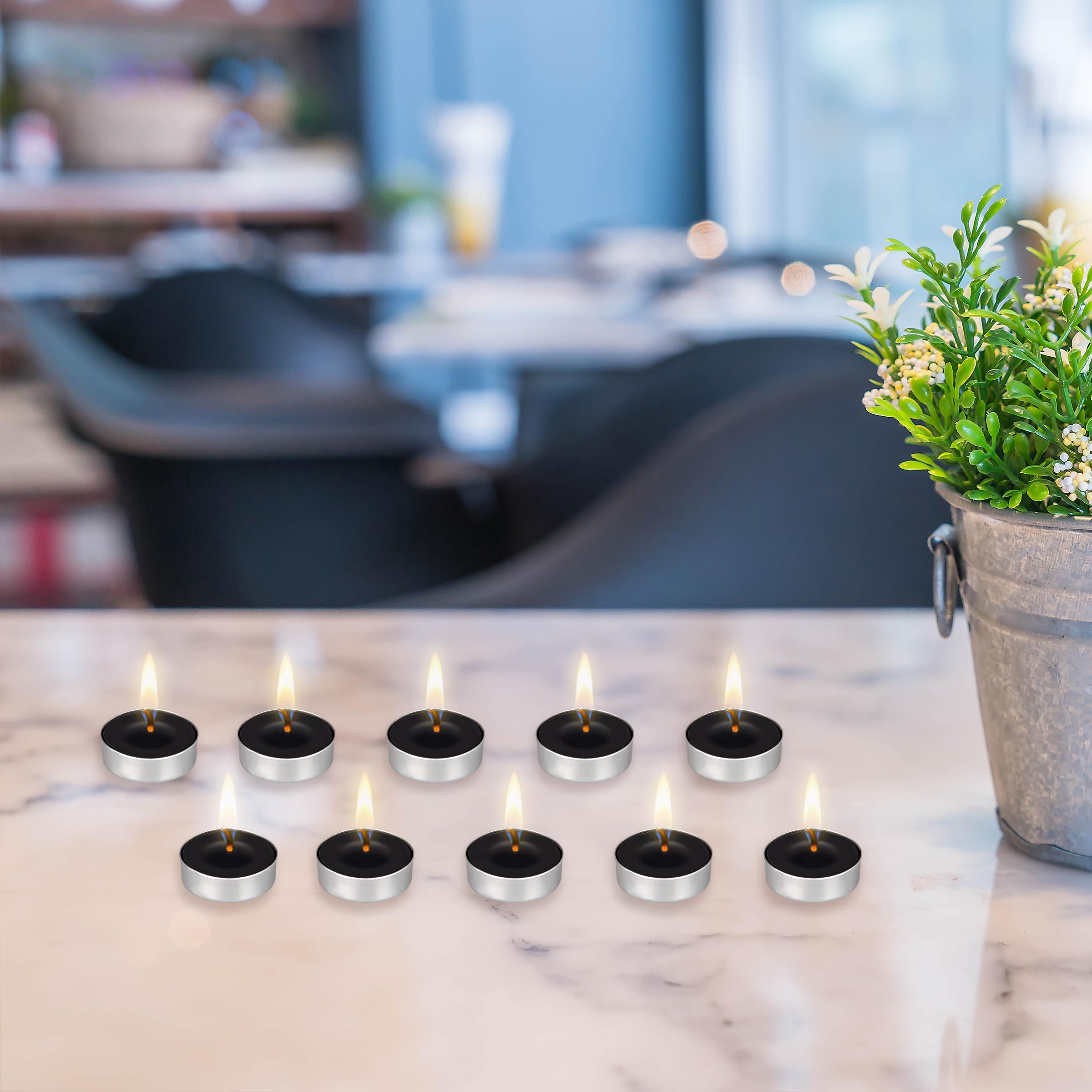 Mega Candles 50 Pcs Unscented Black Tea Lights Candles, Pressed Wax Candle 3.5 Hour Burn Time, Home Décor, Wedding Receptions, Baby Showers, Birthdays, Celebrations, Events, Meditations, Prayers