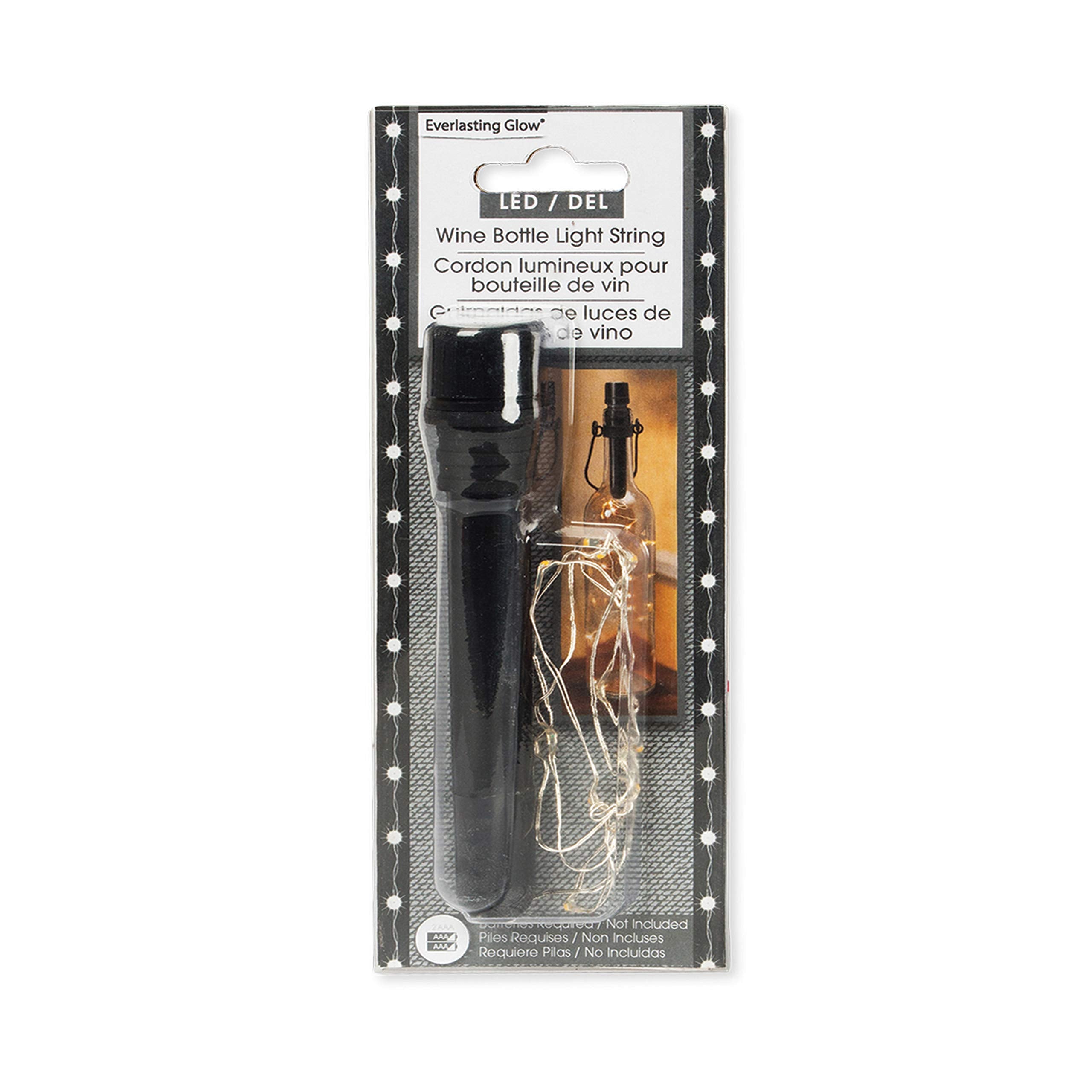The Gerson Company Battery Operated Black Bottle Stopper Light String, 5.2" H, 6 Piece, Plastic, Model 93246