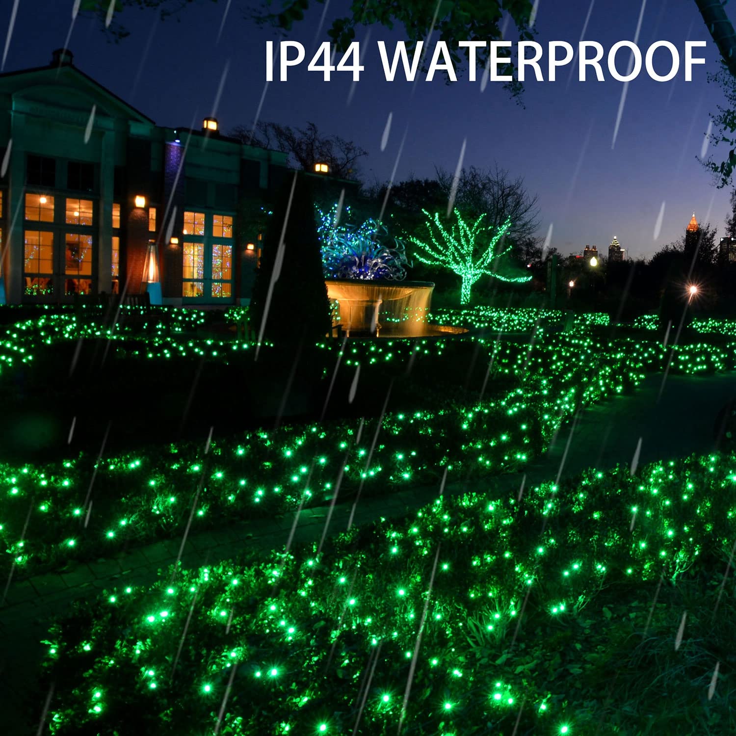 Dazzle Bright 200 LED Green Solar String Lights, 66 FT Waterproof Fairy Lights for Outdoor Patio Garden Decoration, 8 Modes