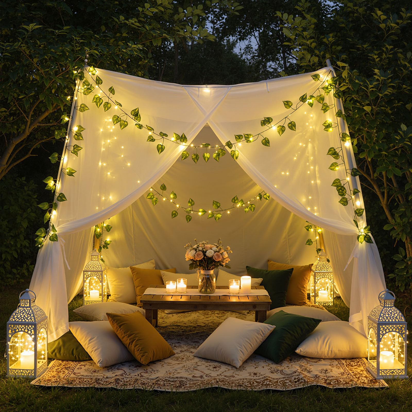 DomeStar 40Ft LED compatible with Vines with String Lights, Warm White, Model HR4033524 for Home Decor, Fences, Hallways, Railings