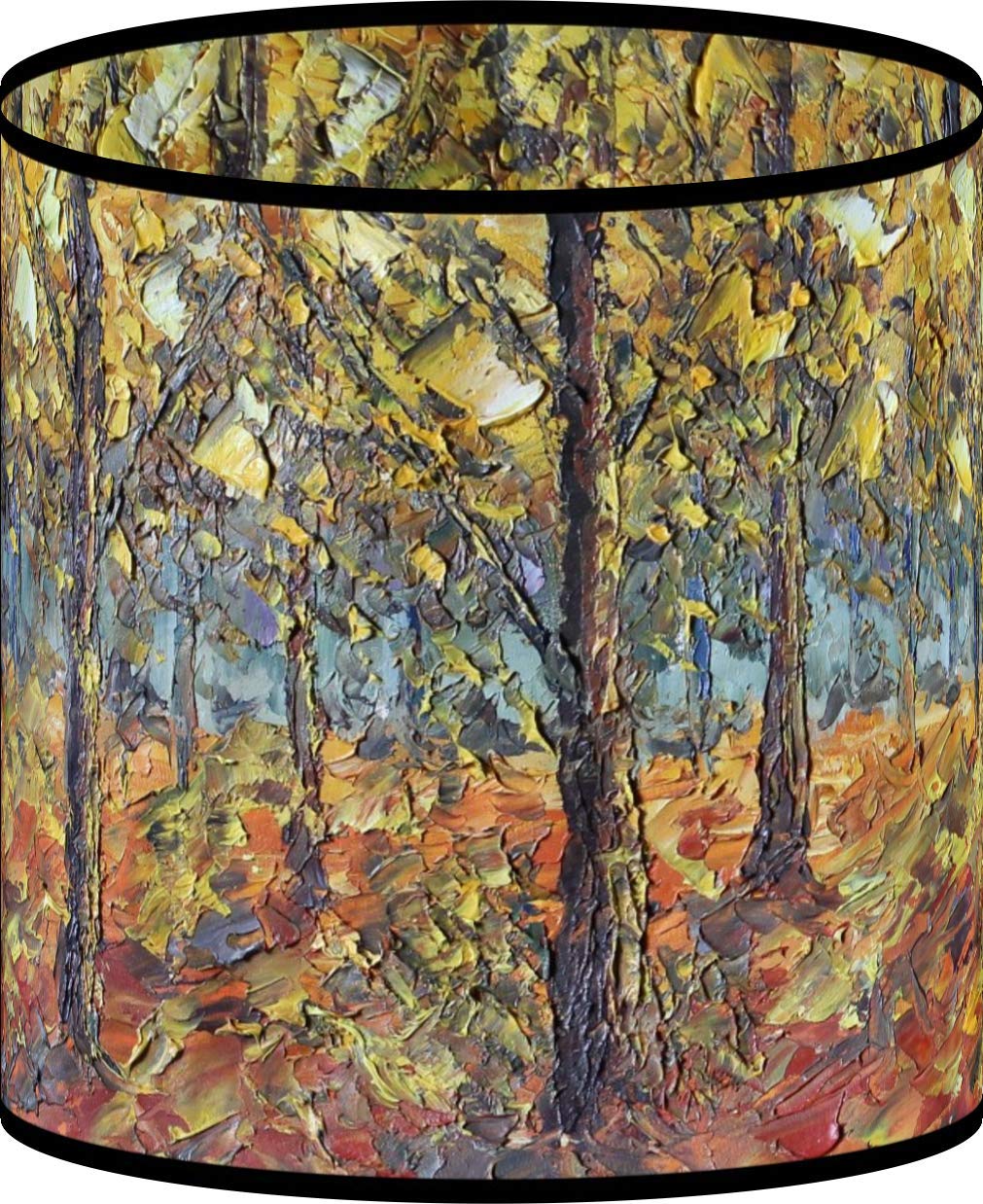 LampPix 10.00 Inch Table Lamp Shade - Dawn Forest View Canvas Desk Lampshade (Spider Fitting)