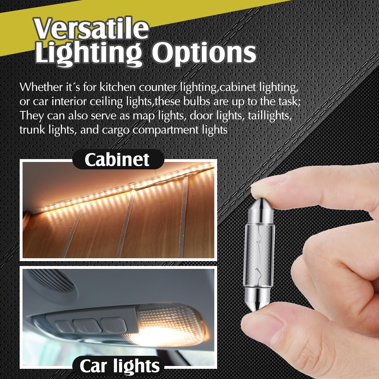 Rossesay 10 Pcs 39mm Xenon Festoon Light Bulb 12V Clear Glass Under Cabinet Lighting 10W Model XUU-Rossesay-1474
