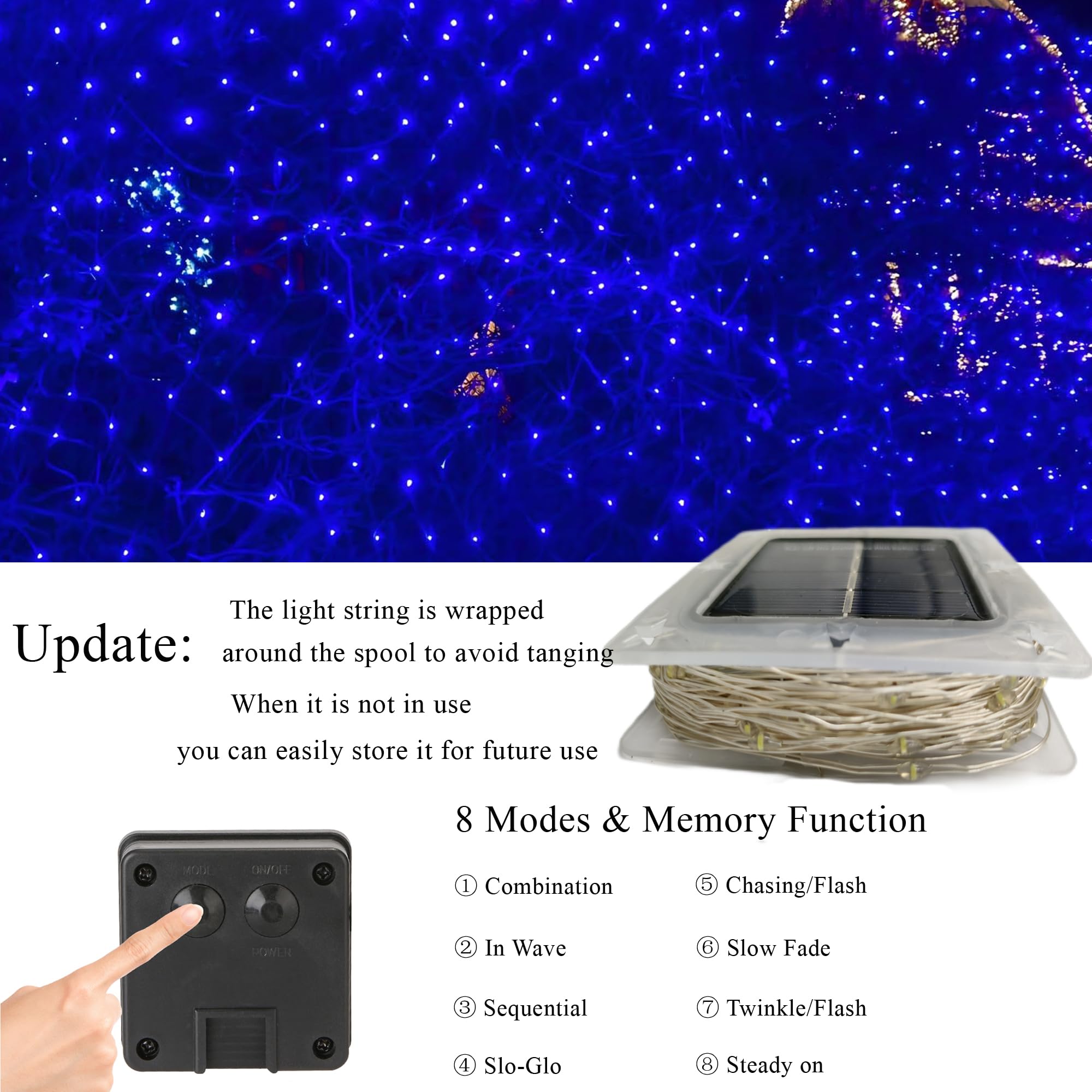 Joomer Solar Fairy Lights Outdoor, 2Pack Total 80Ft 240Led 8 Modes Solar Fairy Lights, Waterproof String Lights For Outdoor Decoration (Blue)