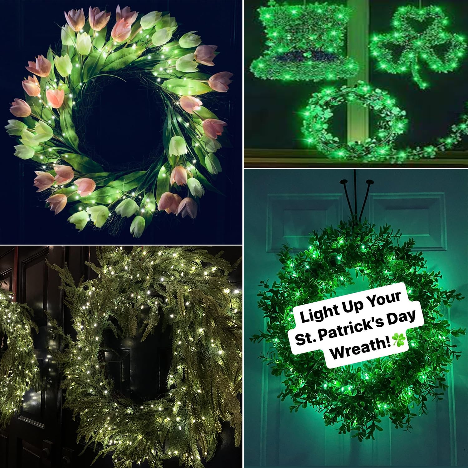 Beingreat 2 Pack St. Patrick'S Day Fairy Lights Battery Operated, Mini Led String Lights With 16.5Ft Black Green Wire For Costum