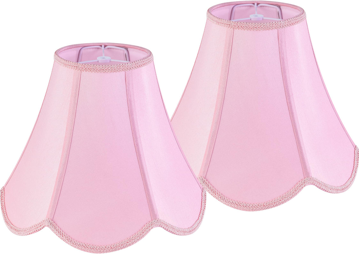GO&SO 2Pcs Pink Lamp Shade Medium Scalloped Lamp Shade,6''Top x 13''Bottom x 10.6''Vertical Height (Spider),Bell Lamp Shades for