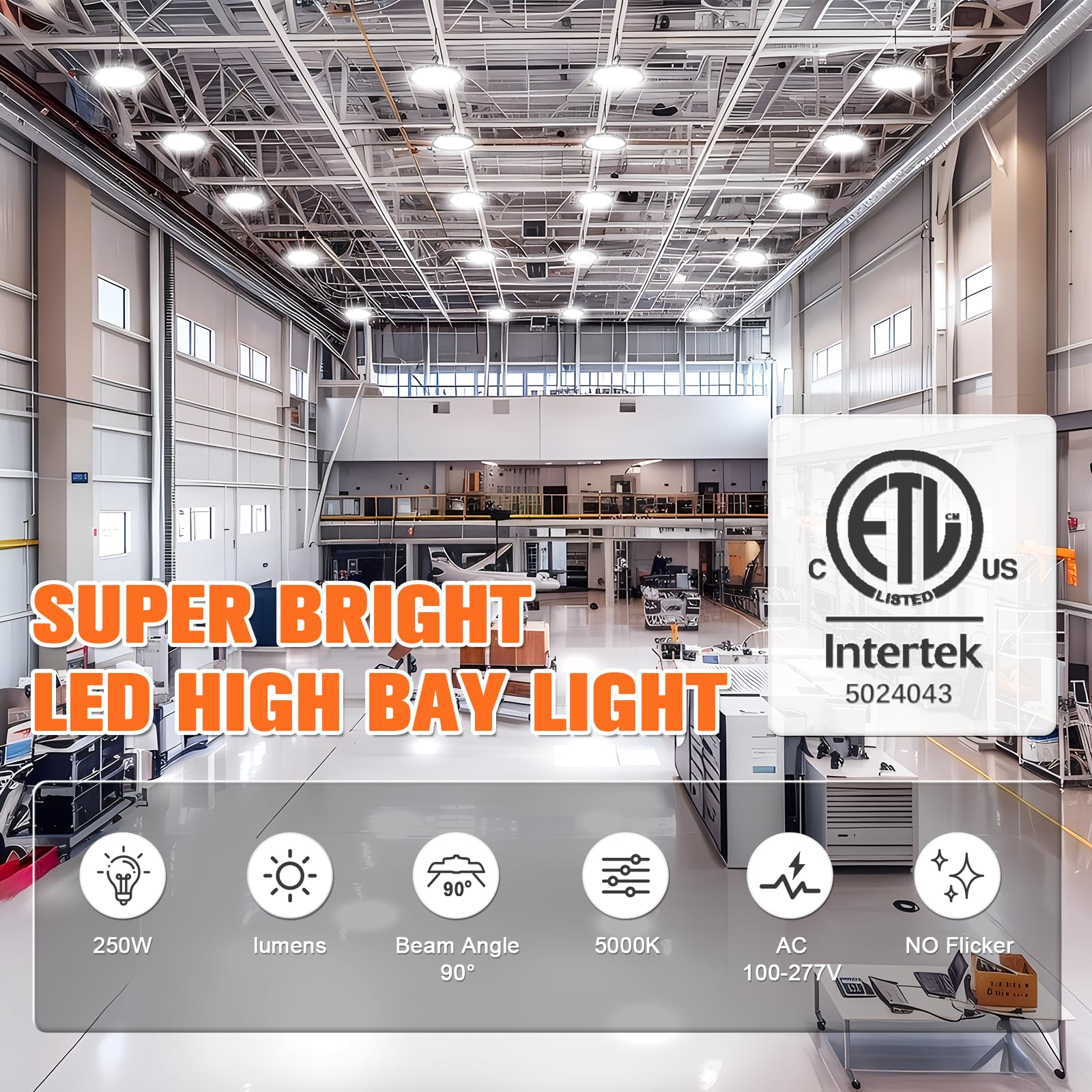 Volisun 6 Pack Ufo Led High Bay Light 37 500Lm  250W  5000K Daylight  100-277V High Bay Led Shop Lights  Etl Listed Commercial Bay Lighting For Garage Workshop Barn Factory Warehouse