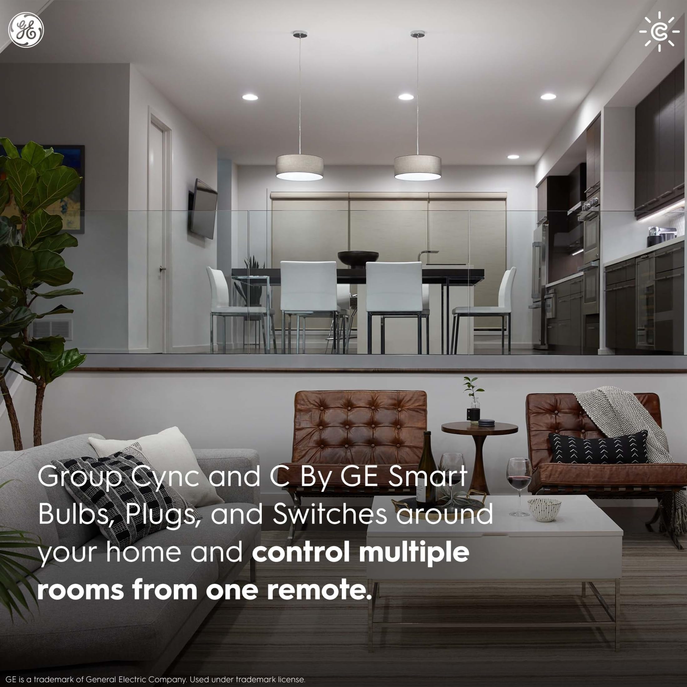 Ge Cync Smart Remote, Wire-Free, Battery-Powered, White Tones Control, Bluetooth Remote