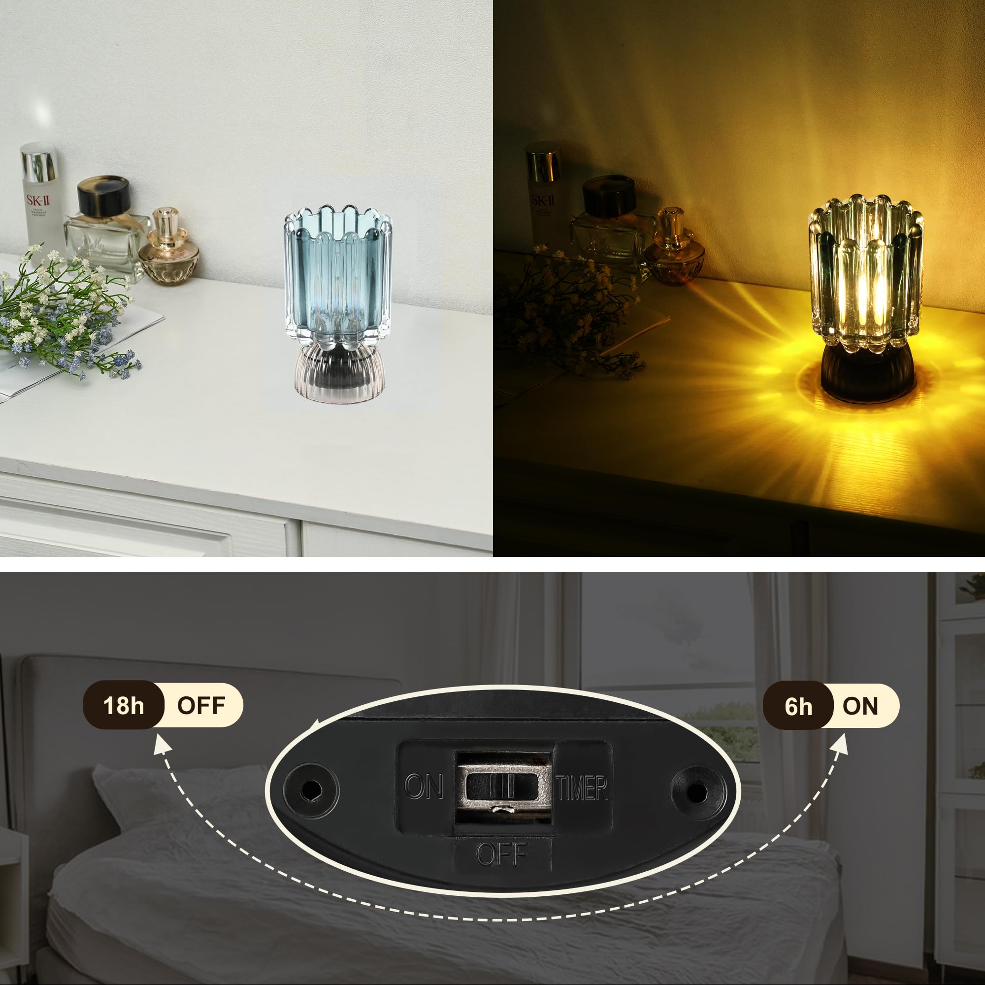 Miubrty Battery Operated Lamp With Auto-Off Timer, Cordless Table Night Light For Bedroom & Entryway, Portable Led Lamp For Home