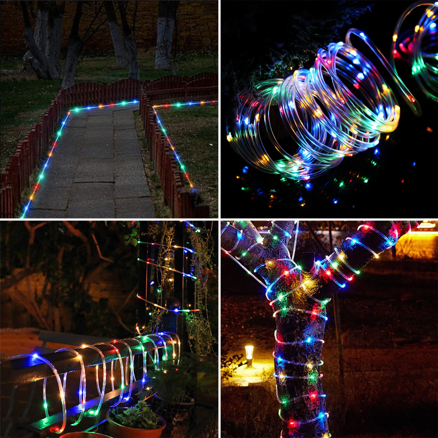 RUICHEN Solar Rope Lights, 50 LED Waterproof Fairy Lights, 16.5FT, Multicolor, Model RC0814WC