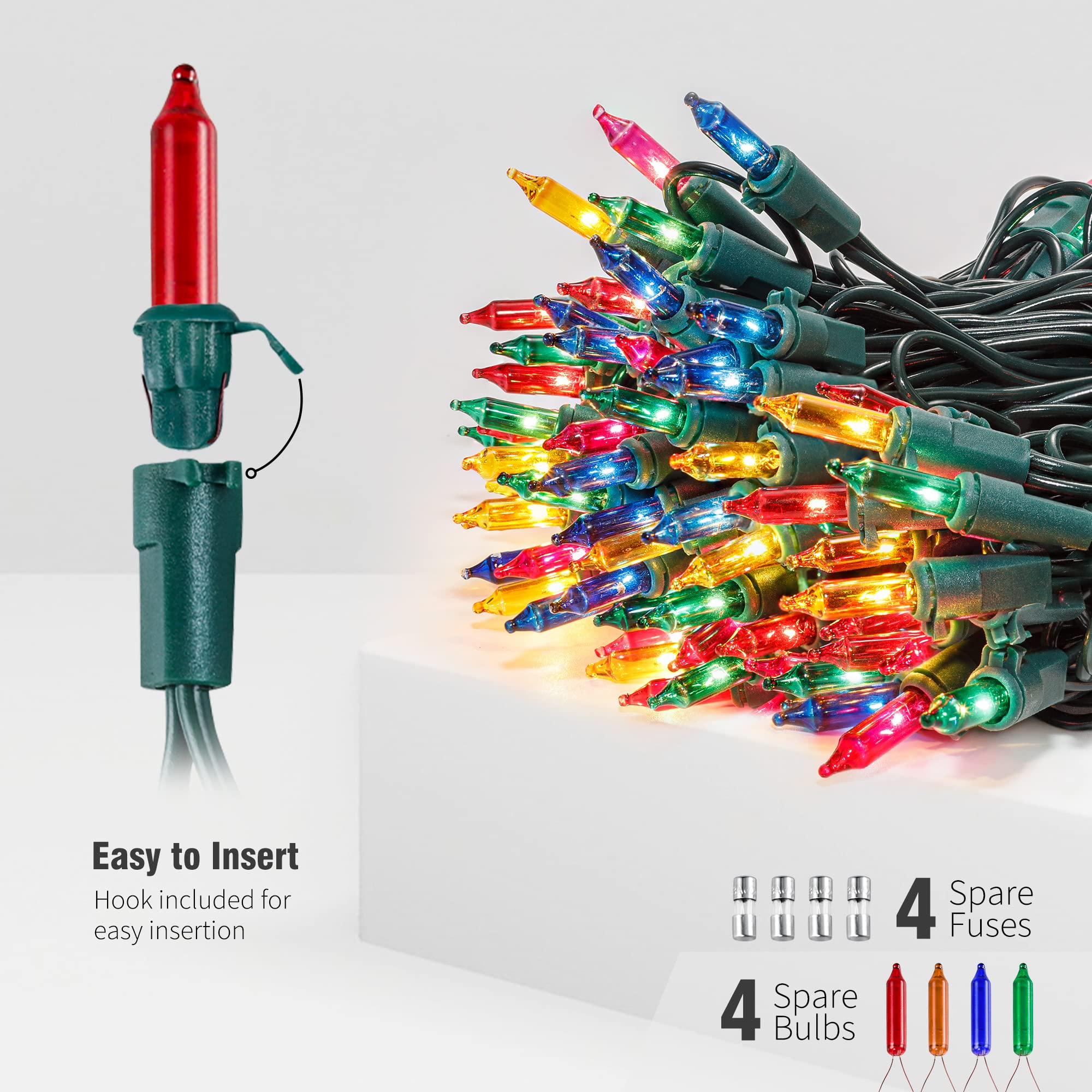 hopolon Christmas Lights Set, 2PACK 50 Count, 13 Feet, Multicolor Incandescent Mini Lights for Indoor/Outdoor Use