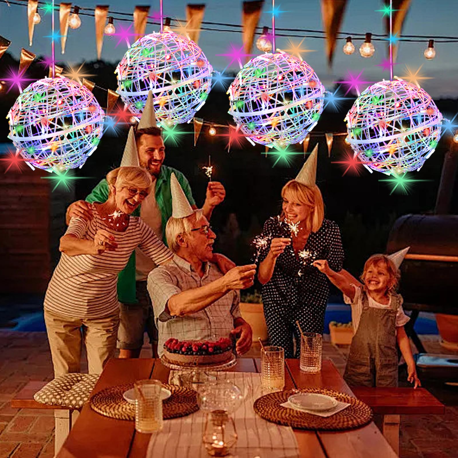 Outdoor Balls Lights Hanging Tree Garden Lights - 4 Pack 15.7'' Sphere Lights With Plug In Globe Lights Trees Garden Lights For