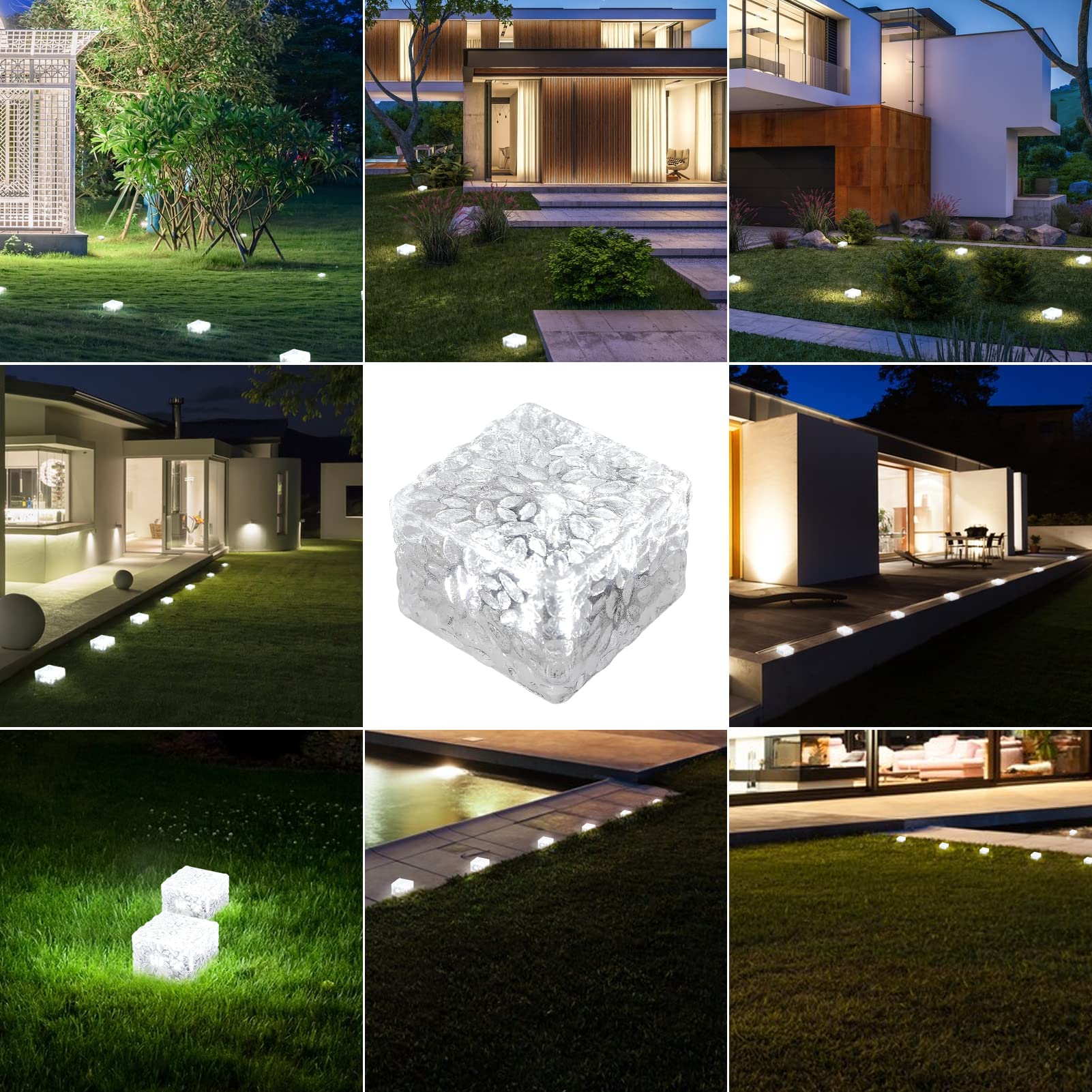 Hoflyw Solar Brick Lights - 6 Pack White Recessed Paver For Garden, Pathway & Patio Decor