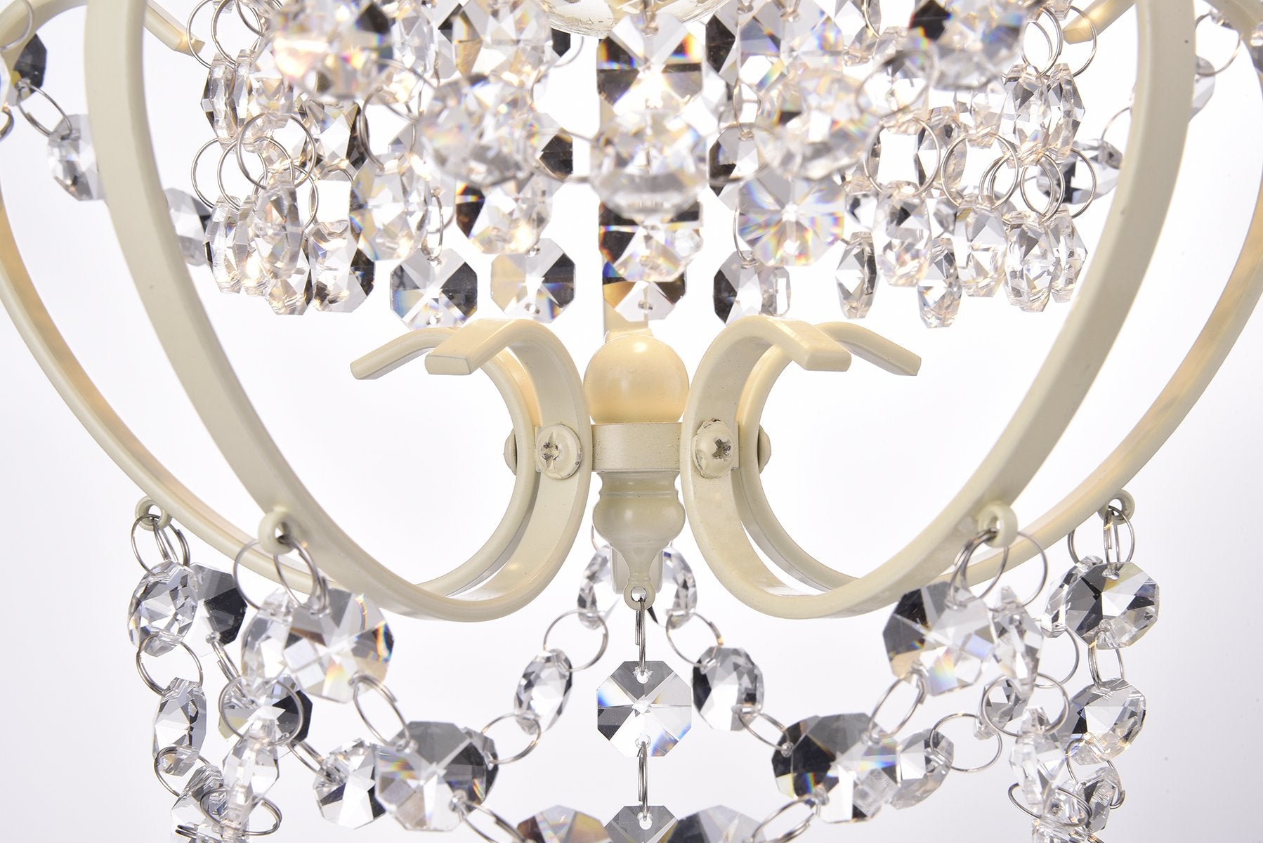 Edvivi Amorette Mini Chandelier, 1-Light Modern Crystal Ceiling Light, Ivory, Adjustable for Bedroom, Closet, Kitchen Island, Model EPC5016WH