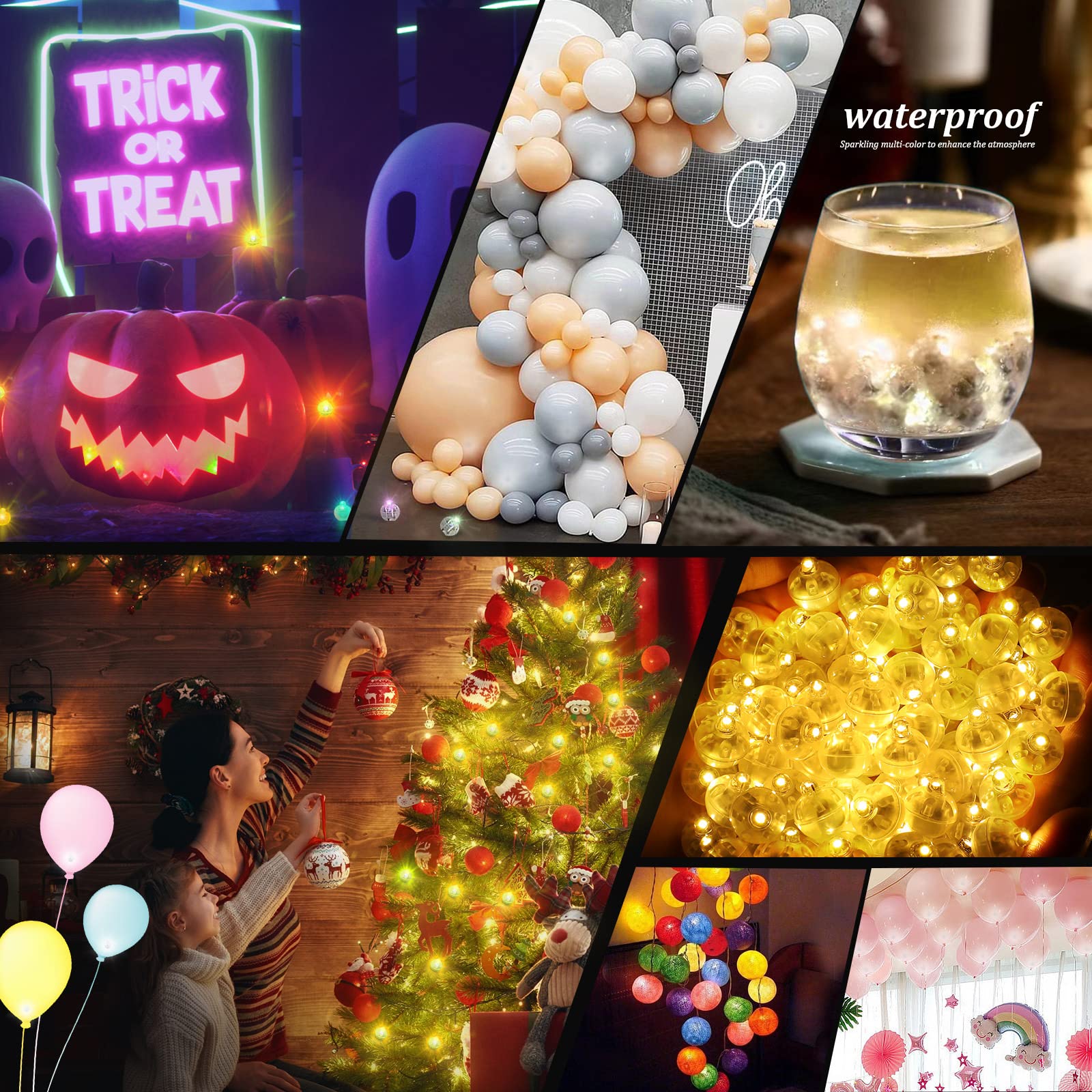 Aogist 50 Pcs Warm White Hanging Balloon Light, Mini Ball Lamp Round Tiny Led Light For Paper Lanterns Glass Balloons Indoor Bir