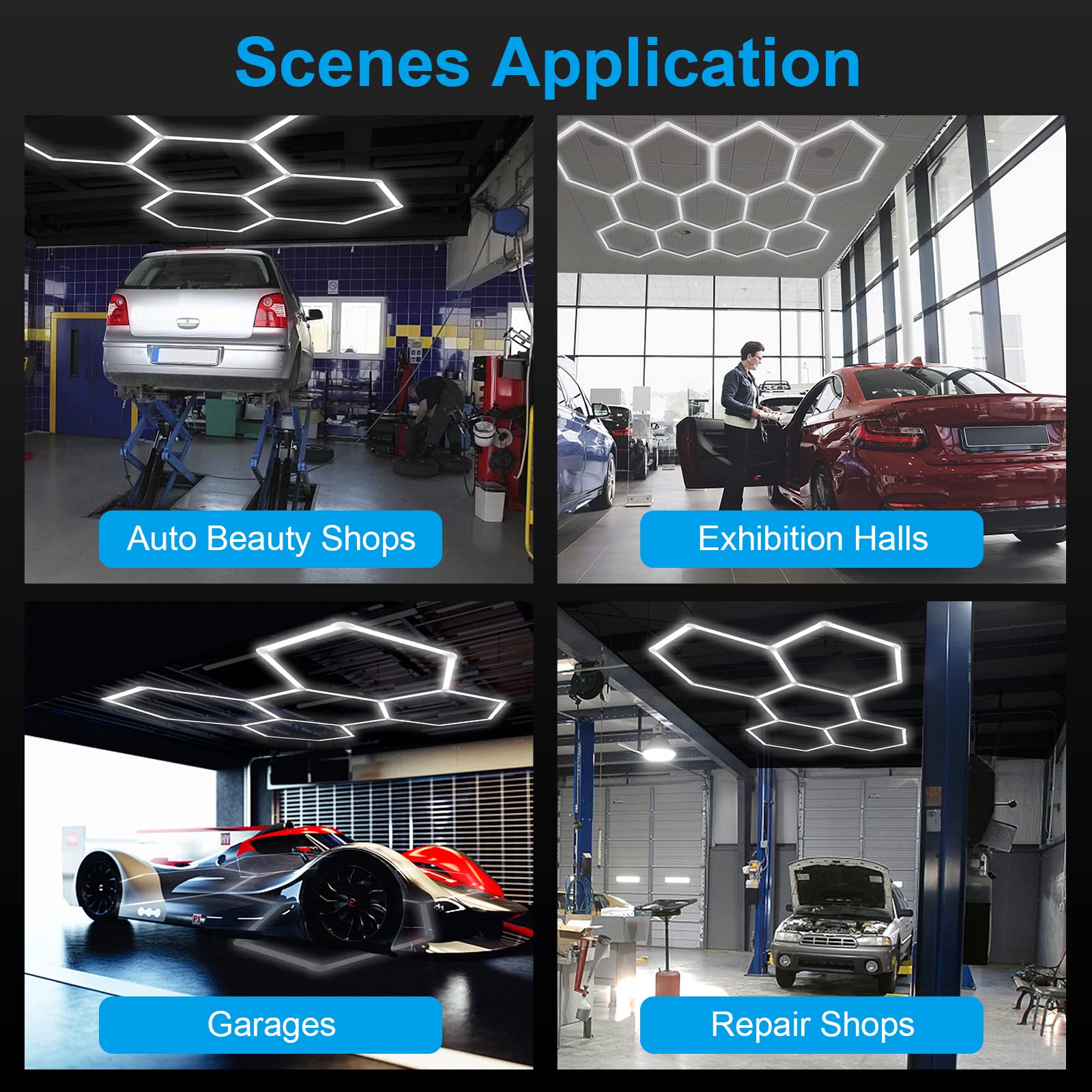 LZHOME Hexagon Garage Lights 6500K Cool White LED 25 Packs Polycarbonate Honeycomb Ceiling Light