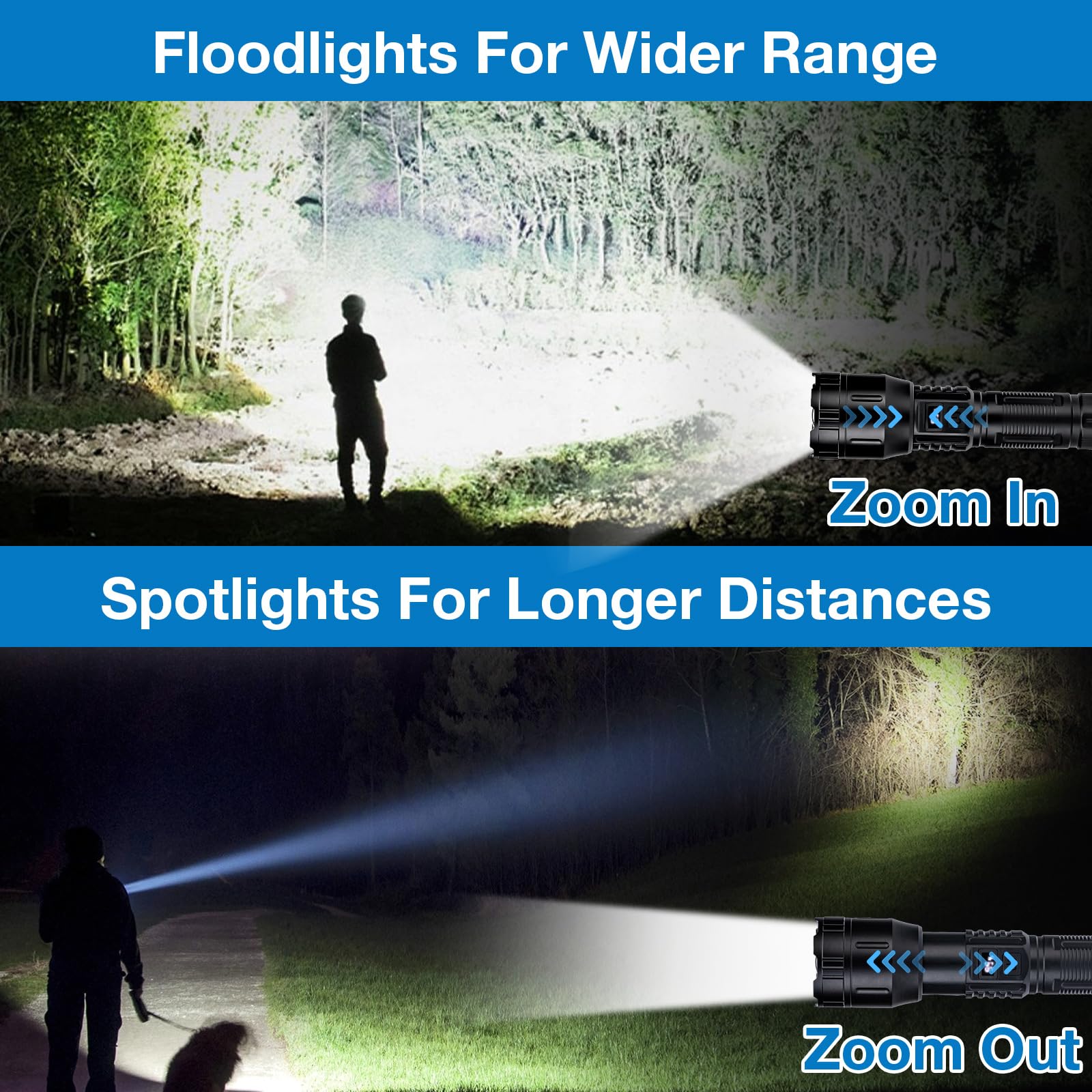 Ewenele Flashlight High Lumens Rechargeable, 1,200,000 Lumens Handheld Tactical Led Flashlights Battery Powered, Zoomable Super