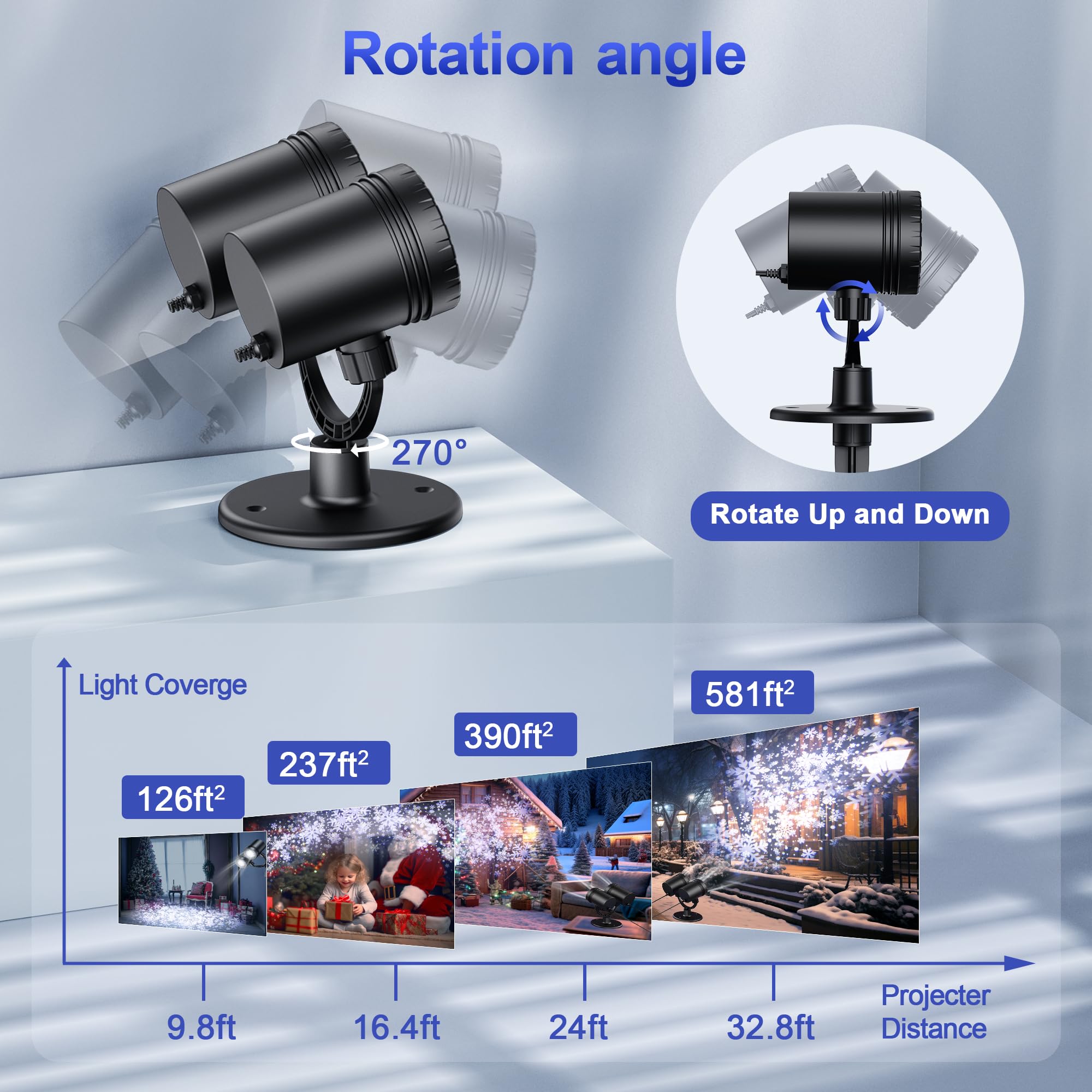 Fussion Snowflake Projector Lights - Waterproof Double-Head Holiday Decor For Indoor/Outdoor