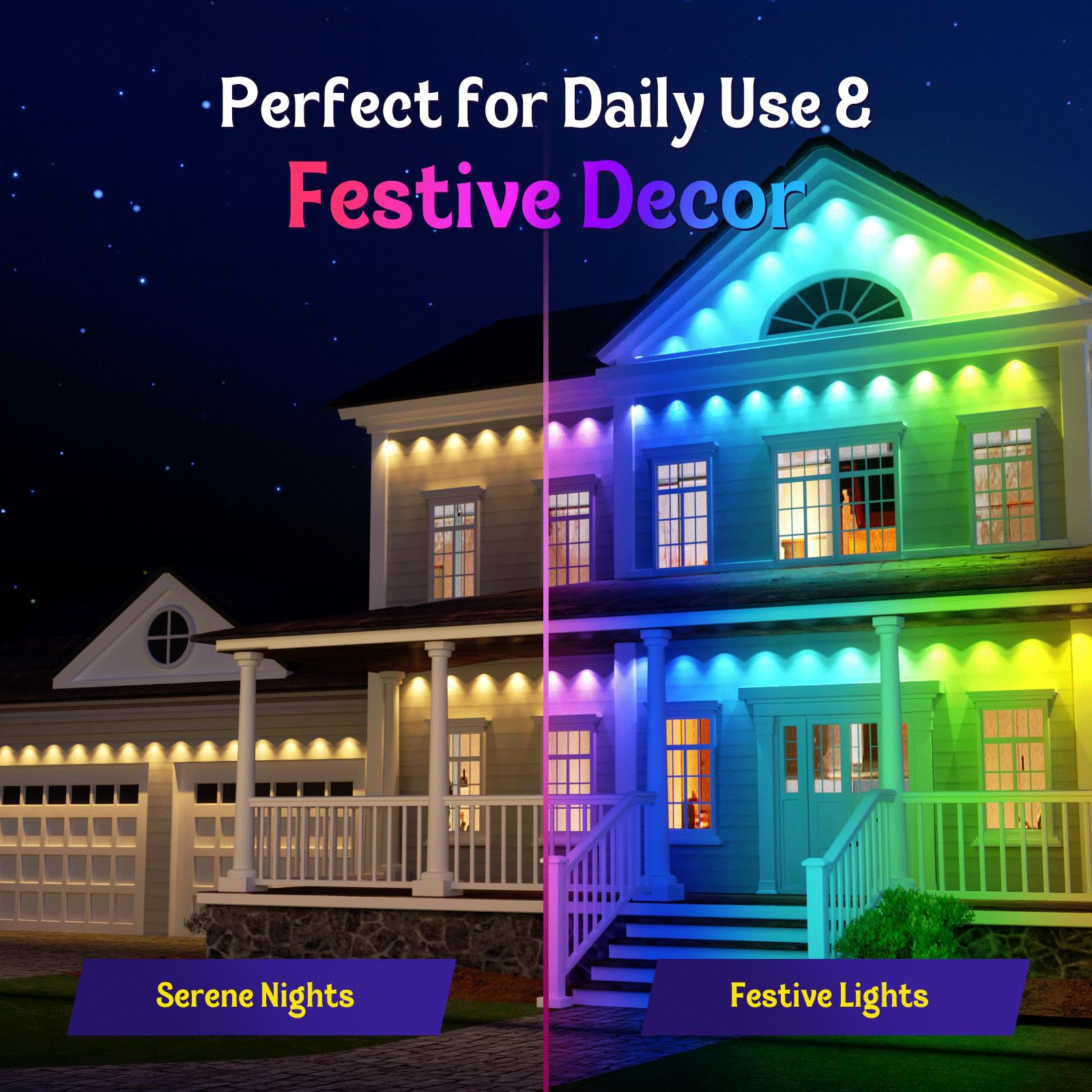Fitop 200FT RGB Smart LED Outdoor Lights, IP67 Waterproof, Multicolor, Music Sync, Model C5109