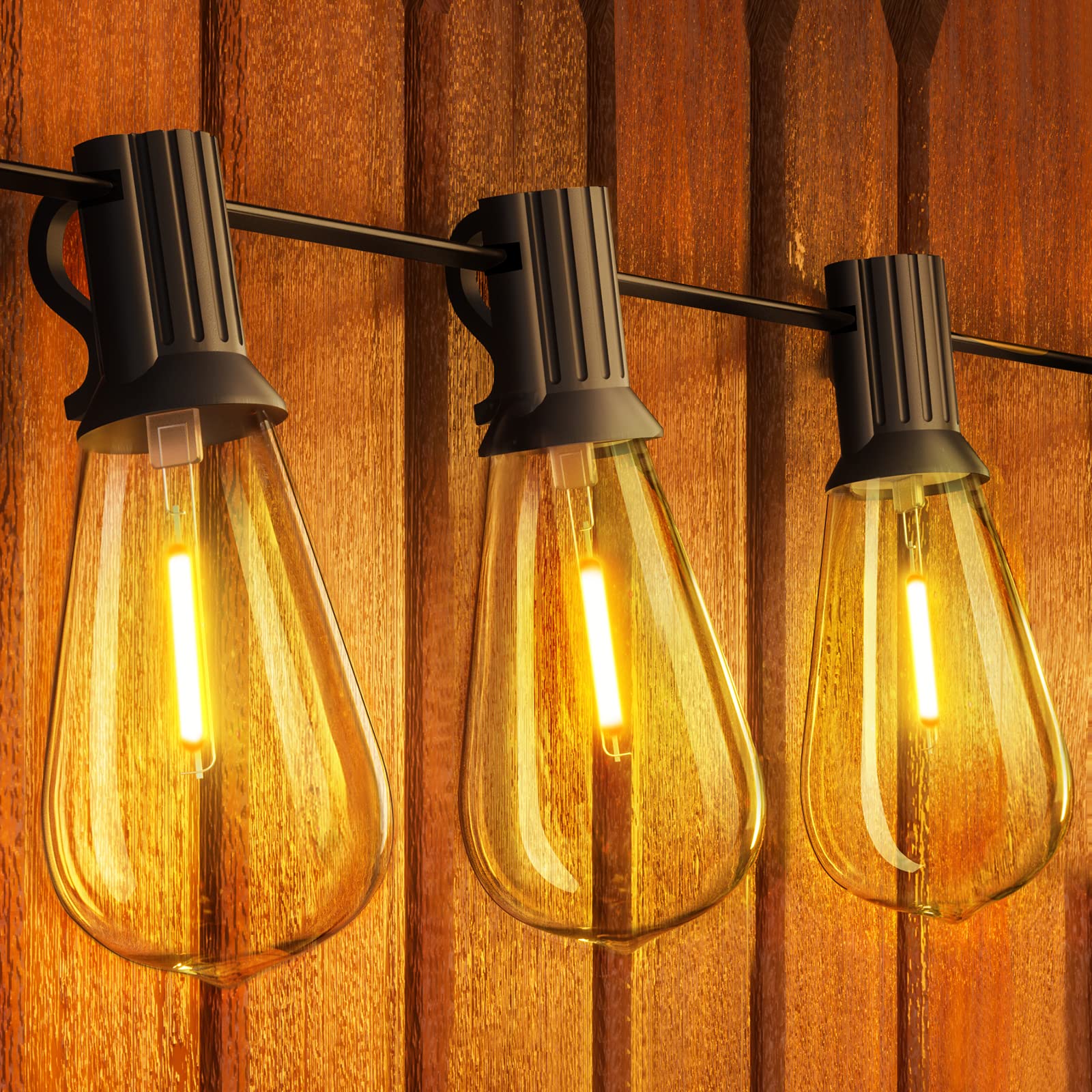 Gpatio Outdoor String Lights, 60Ft(50+10) Waterproof Patio Lights With 32 Dimmable Hanging Lights Globe St38 Bulbs, 2700K Shatte