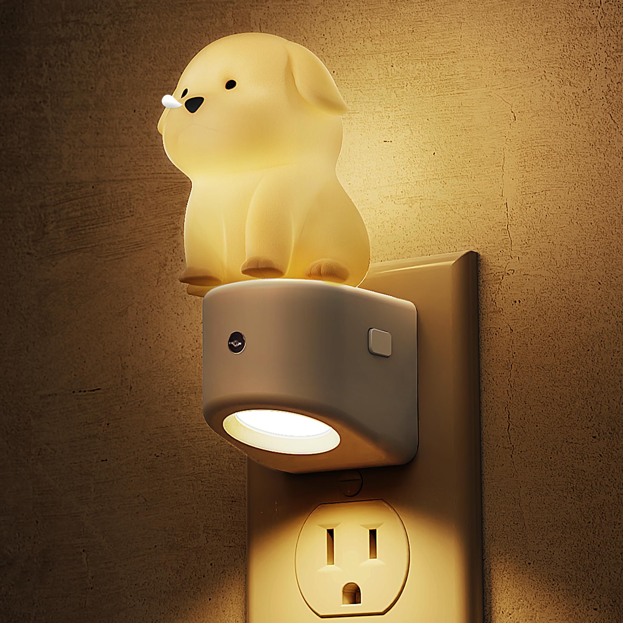 L LOHAS LED Plug in Night Light for Kids, 3D Cute Puppy Night Lights with Dusk to Dawn Sensor, RGB+Soft White 3000K Dog Night Li