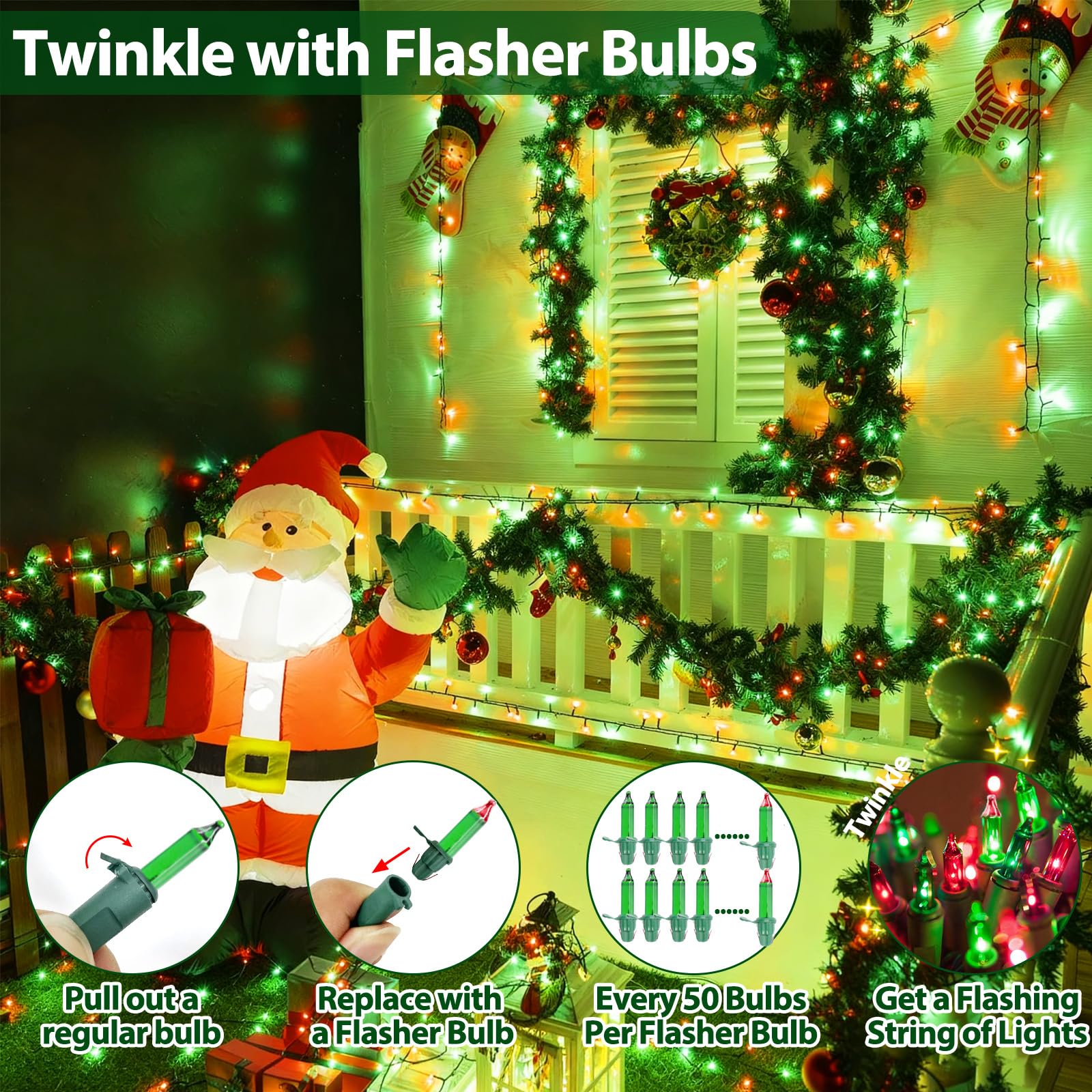 Cxlho Christmas Lights 25Ft 100 Count Incandescent Bulbs Red And Green Mini Lights With Green Wire For Christmas Tree  Garland  Wedding  Party  Home  Indoor & Outdoor Festival Decoration