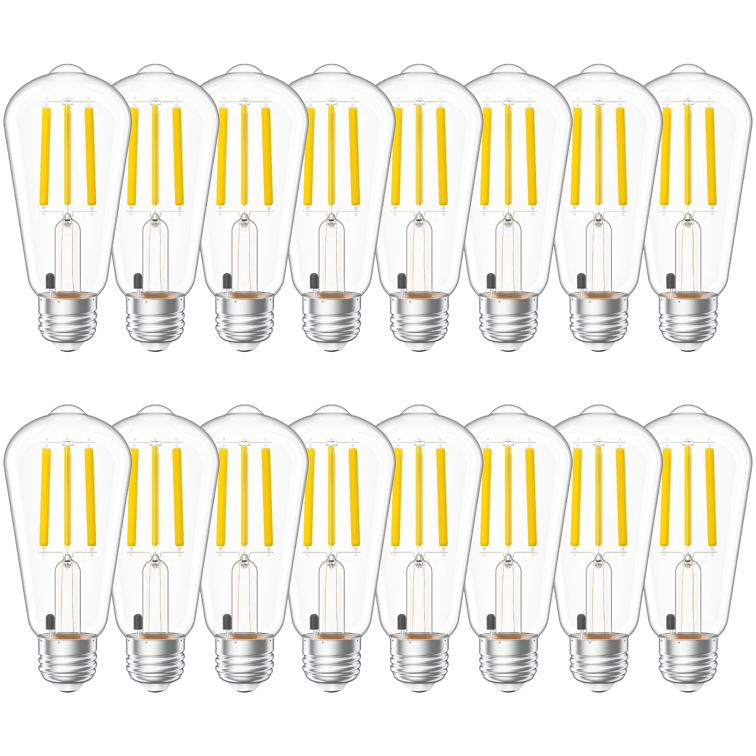 Sunco Lighting Vintage LED Edison Bulbs, 75W Equivalent, 850 Lumens, 16 Pack, 5000K Daylight, ST58 Filament, E26 Base, Clear Glass