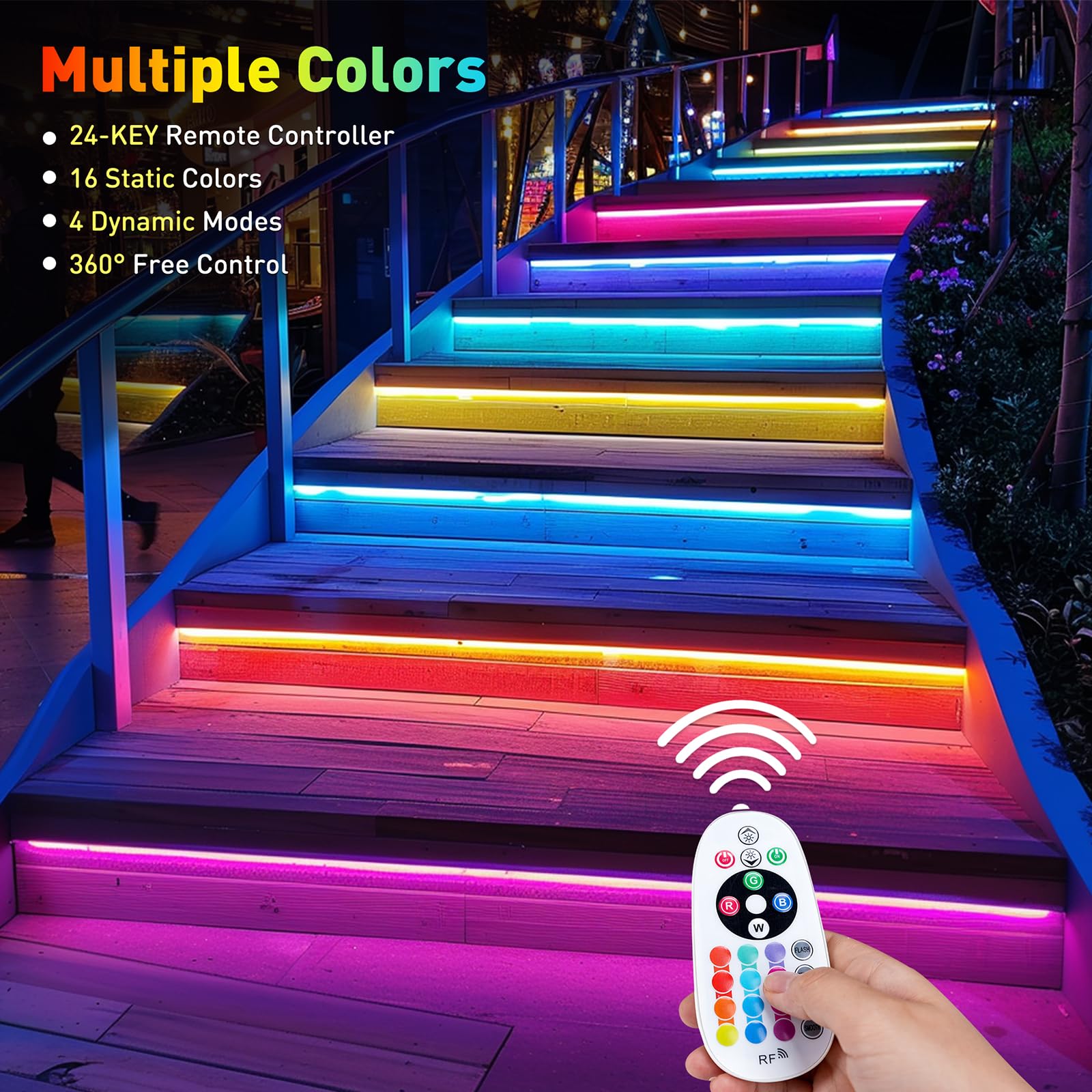 KANAYA RGB LED Neon Rope Lights, 33ft Waterproof Color Changing Strip, Remote Control, PVC Material, Model LMD-CNEON-RGB-33FT