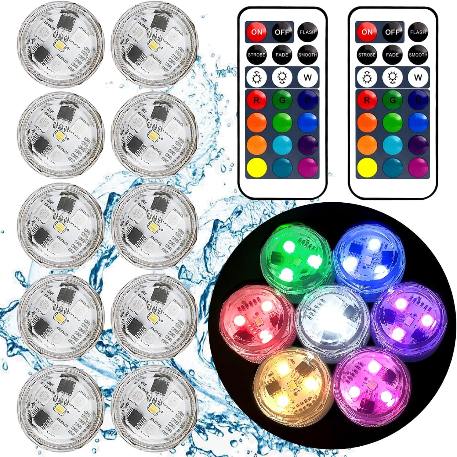 Small Submersible Led Lights With Remote,Mini Led Light,Waterproof Tea Light,Underwater Lights,Flameless Candles,Suitable For Vases, Fish Tanks, Hot Tubs, Parties,Wedding,Halloween Decorations