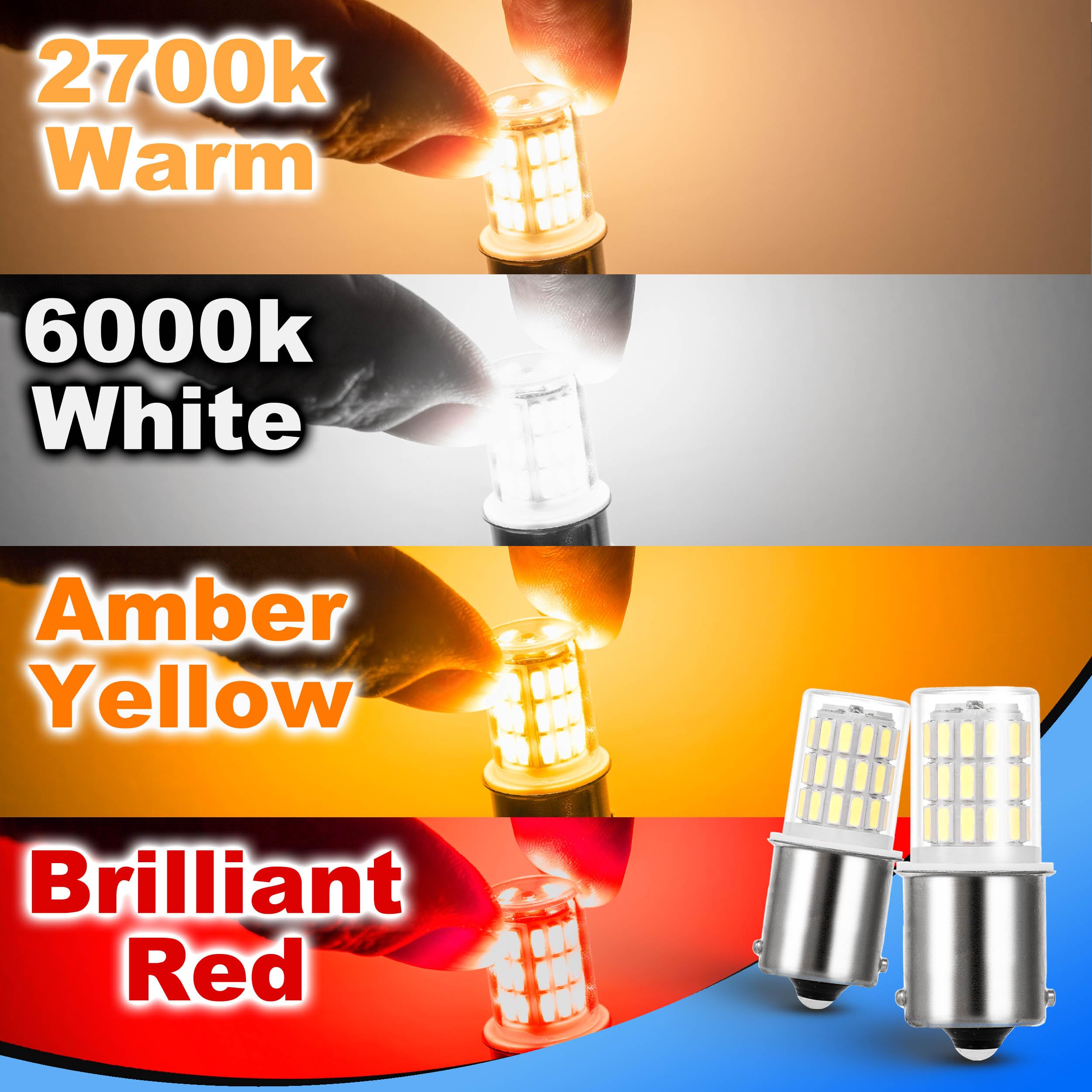 Heifymi 1156 LED Bulb 12V 24V BA15S Super Bright 6000K Daylight White Replacement Lights, 2 Pack