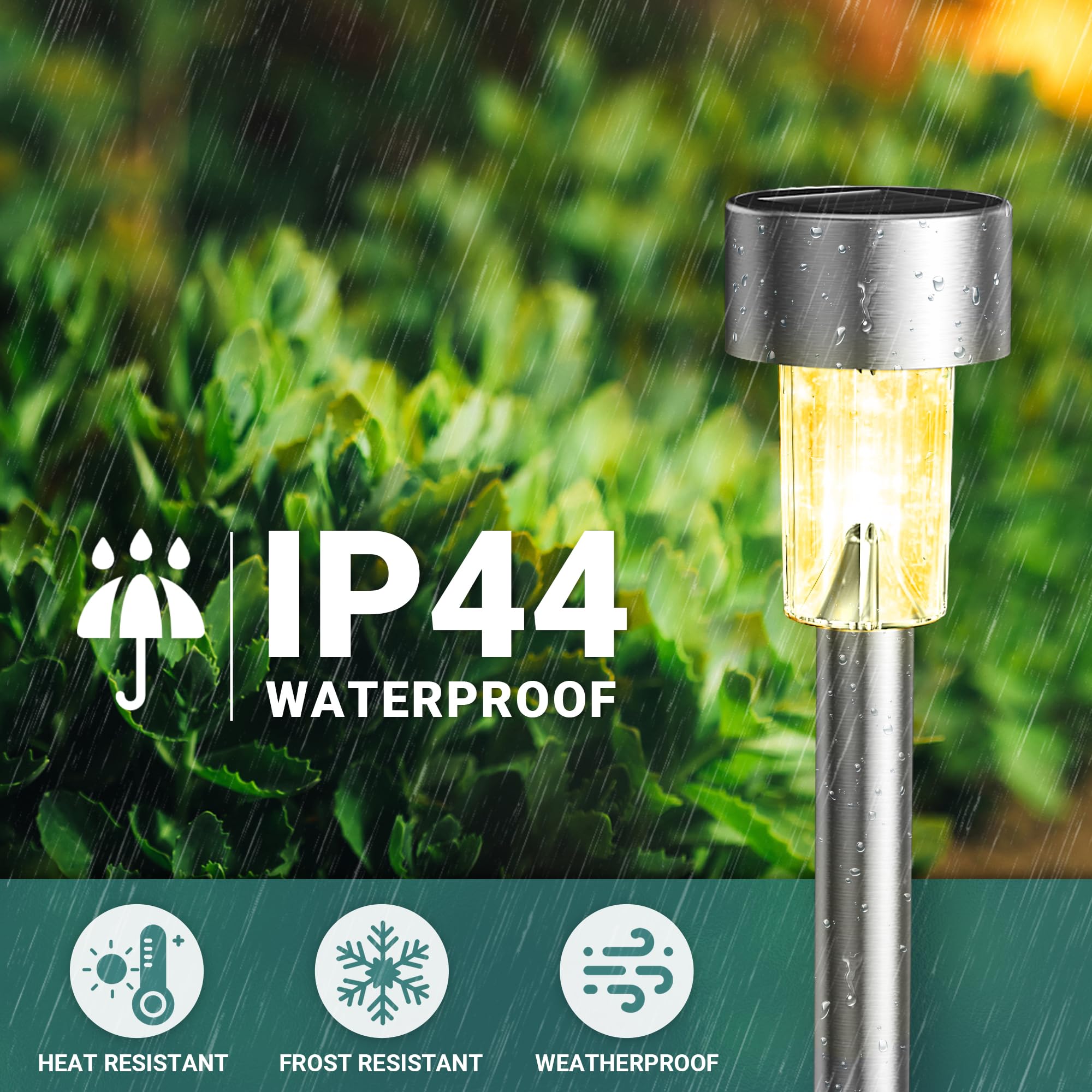Gigalumi Solar Lights Outdoor Waterproof, 20 Pack, Stainless Steel Led Solar Garden Lights For Patio, Lawn, Yard And Landscape, Garden Decor Patio Decor,Multicolor