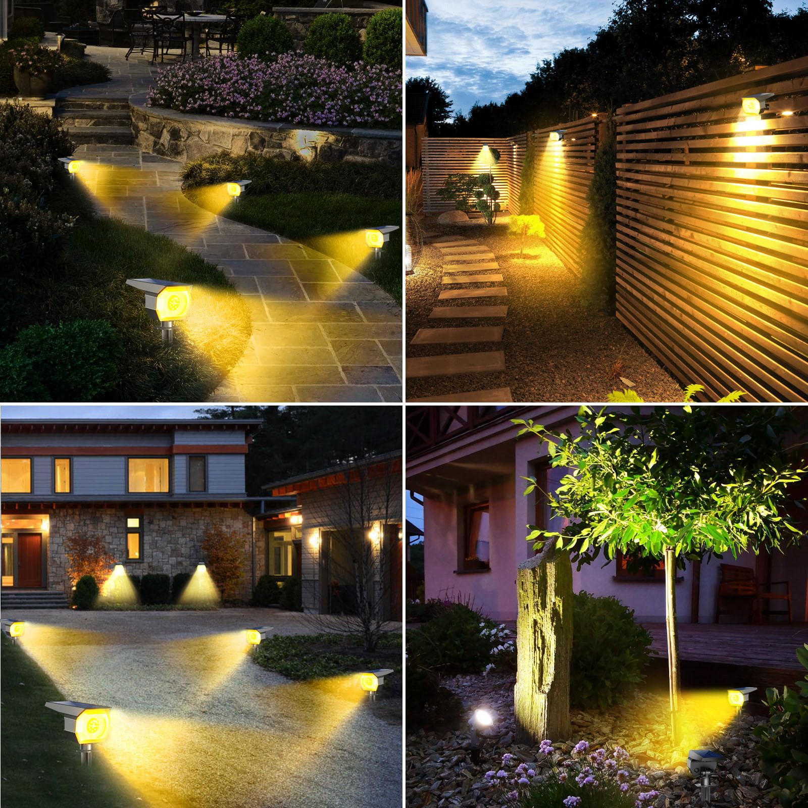 Peasur Solar Spot Lights 2 Pack, Waterproof Auto On/Off Landscape Lighting, Warm White, Model Gs19 For Yard Garden Pathway