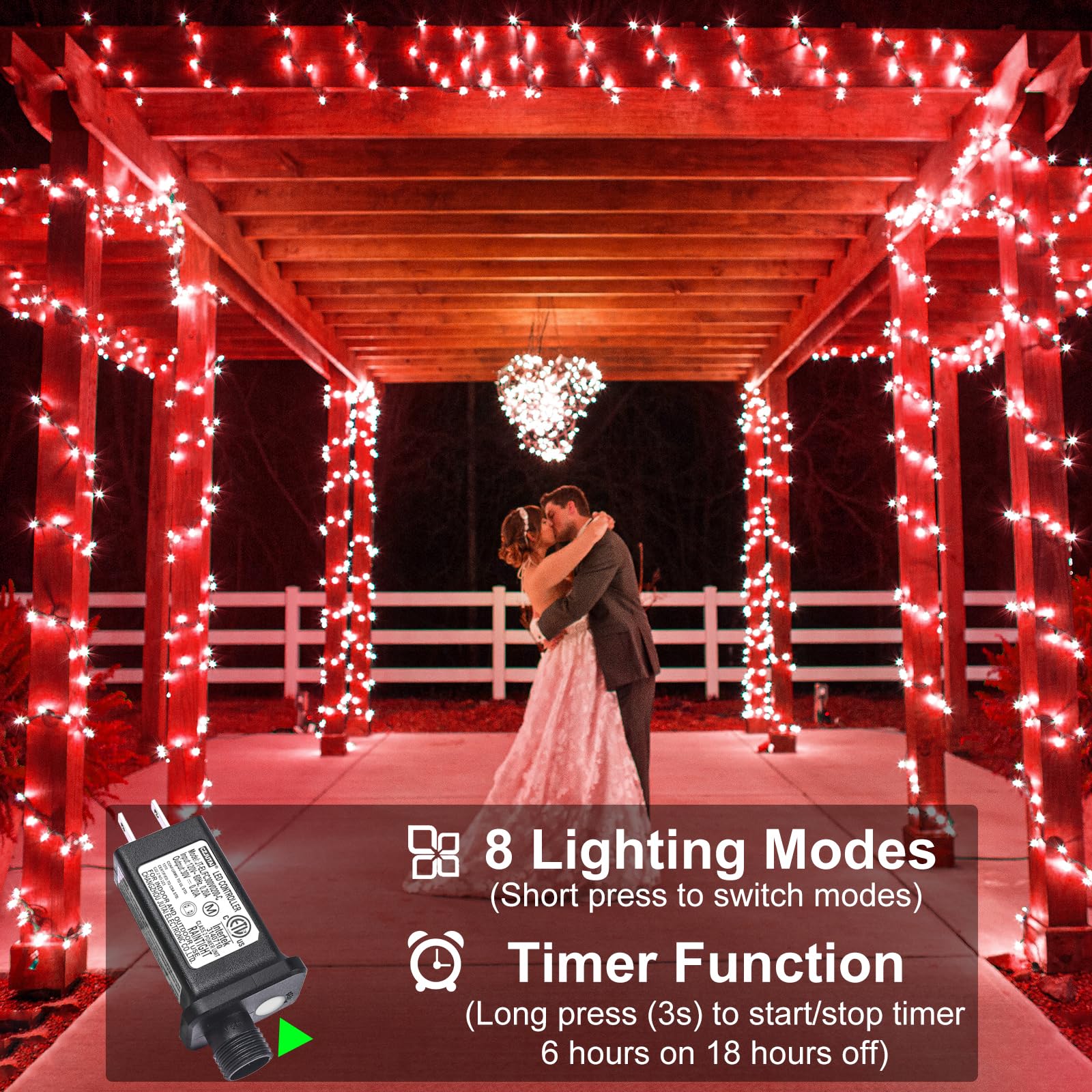 Christmas Lights Outdoor, 100Ft 300 Led String Lights For Outside With 8 Modes Waterproof, Plug In Connectable Green Wire Twinkl