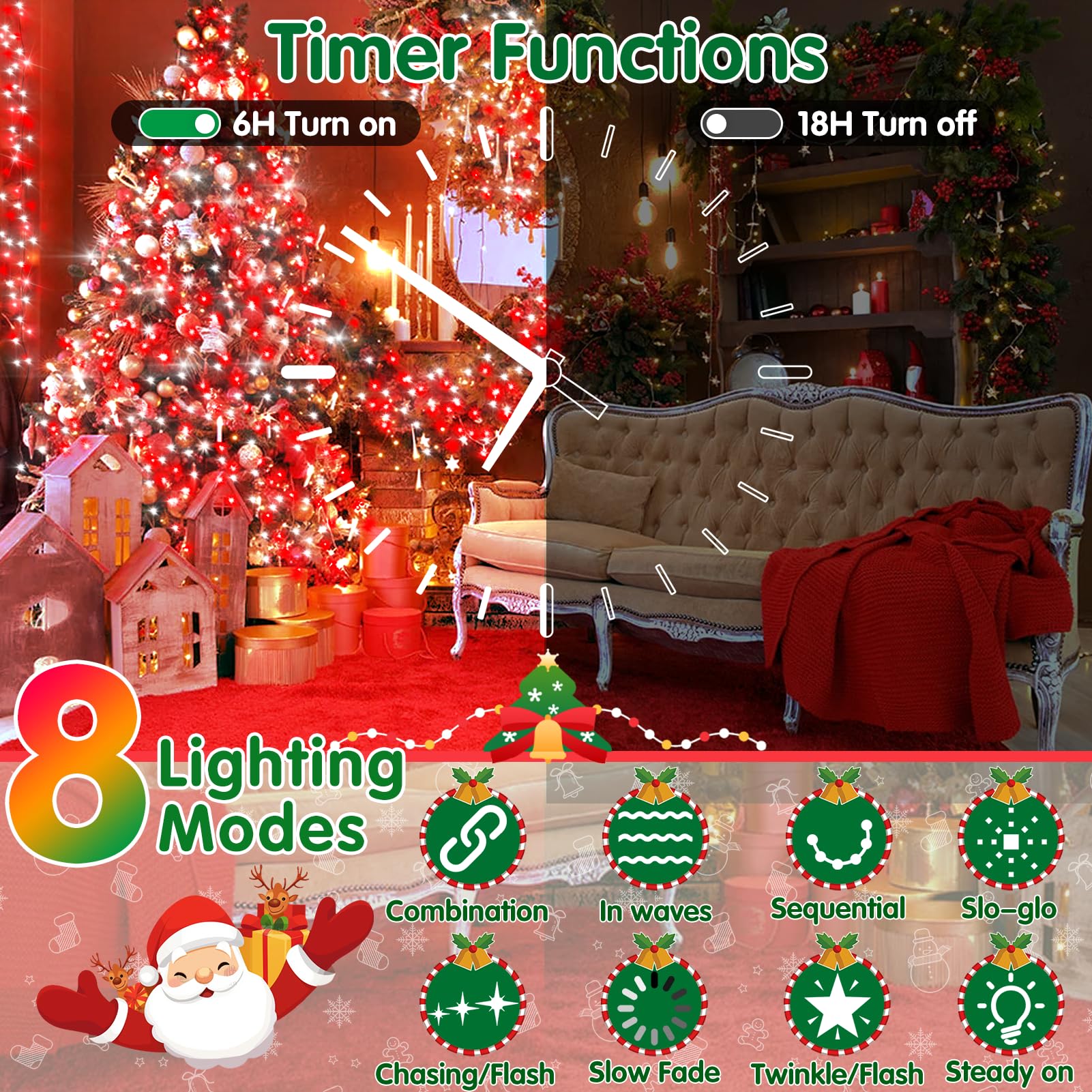 Xurisen 551Ft Christmas Lights, 1400 Led Super Long String Lights 8 Modes & Memory Timer Plug In Twinkle Fairy Lights Decor For Home Xmas Party Wedding