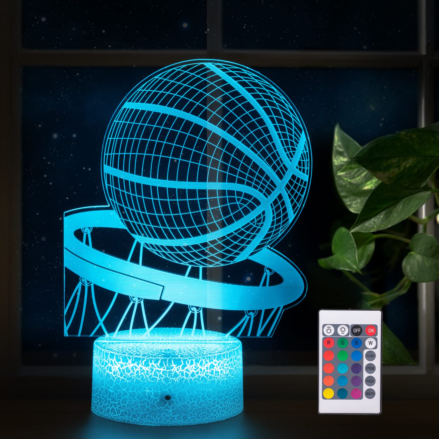 Lmgy Basketball Night Light,3D Illusion Led Lamp, 16 Colors Dimmable With Remote Control Smart Touch, Best Christmas Birthday Gift For 3,4,5,6,7,8 Year Old Boy Girl Kids,Suitable For Basketball Fans