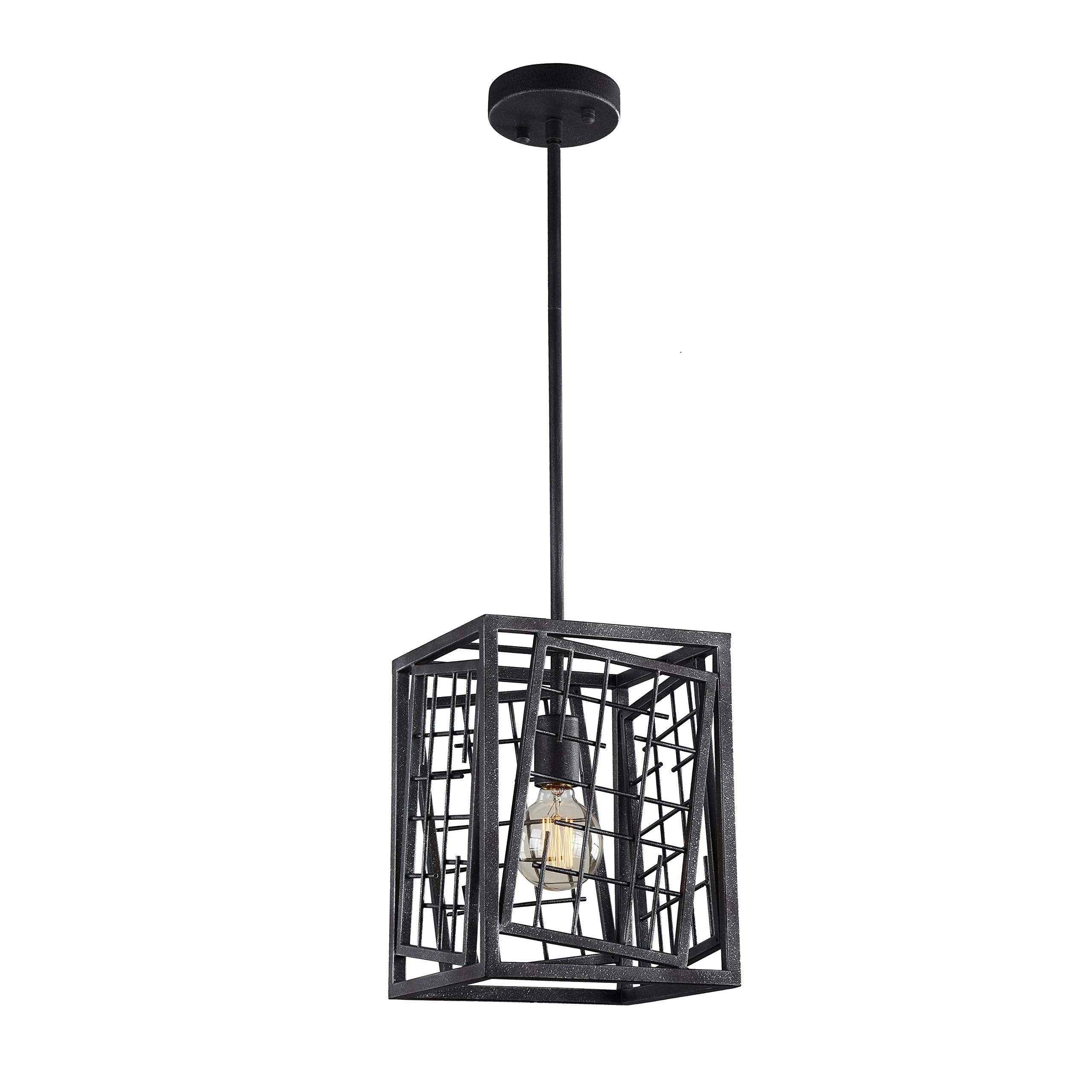 Zeev Lighting Mp40031/1/Ri Iron Contemporary Mini Pendant Light, 9&quot;X9&quot;X57.75&quot;