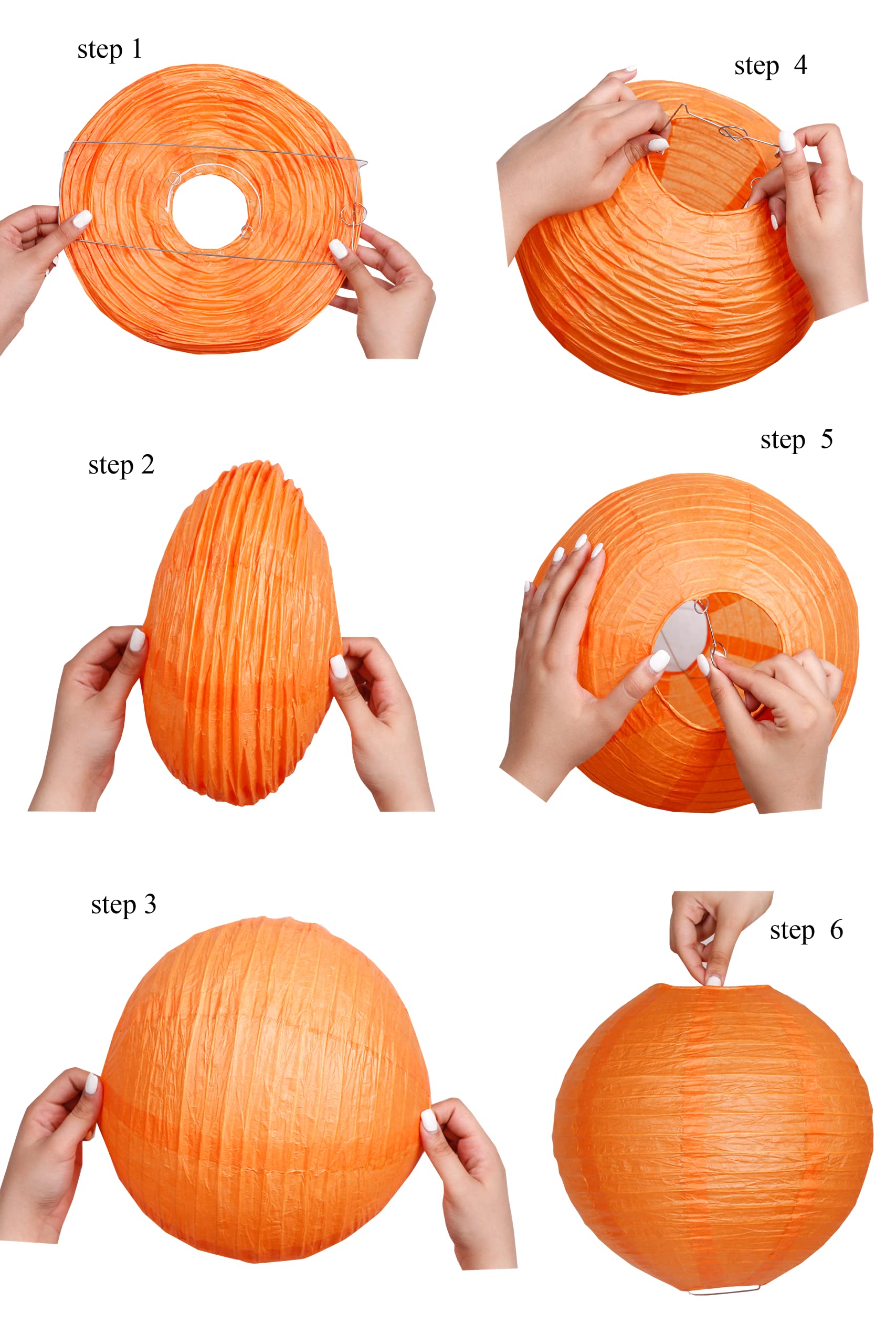 Matissa Round Paper Lanterns - Pack of 3, 10in/25CM, Burnt Orange, Paper, Wedding/Birthday Party Decoration