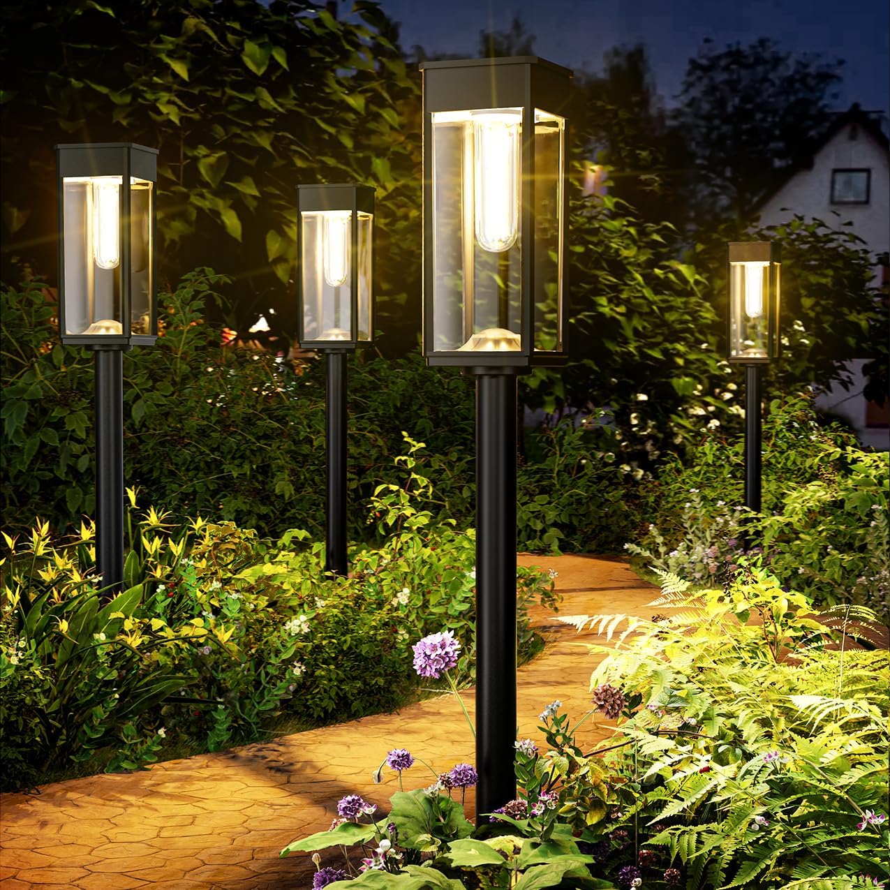 ALFIOT Solar Pathway Lights Outdoor  12 Pack Bright Solar Lights Outdoor  Auto On/Off  IP65 Waterproof Landscape Lighting for Yard Patio Walkway Driveway Pathway (Warm White)