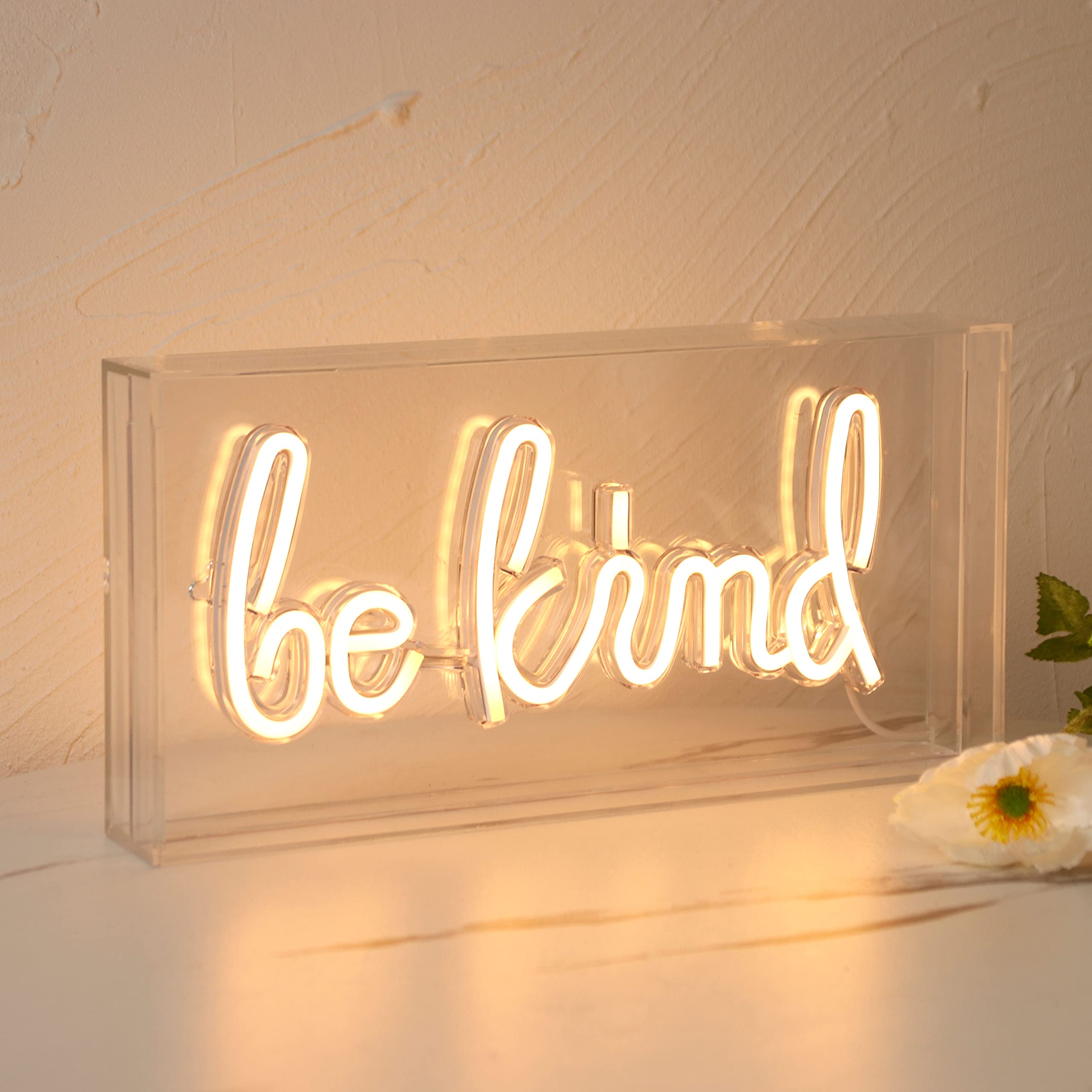 Heliwey Neon Letters Sign - Be Kind Acrylic Wall Decor - Warm White - Perfect for Girls Room, Home, Pub, Hotel, Beach, Christmas Gift