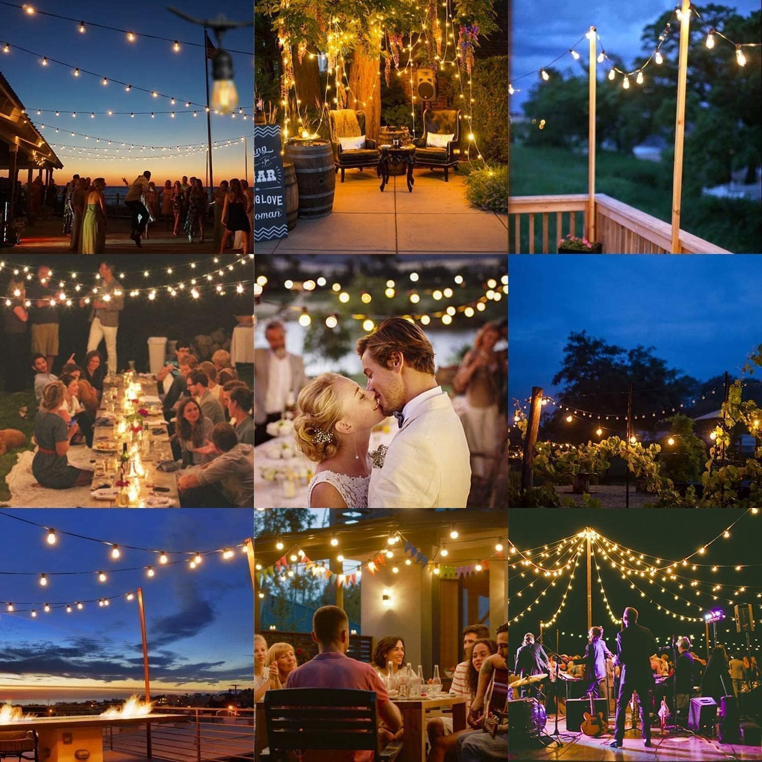 Rtty 300Ft Outdoor String Lights, 3 Pack G40 Led Hanging Globe Lights For Patio, Waterproof