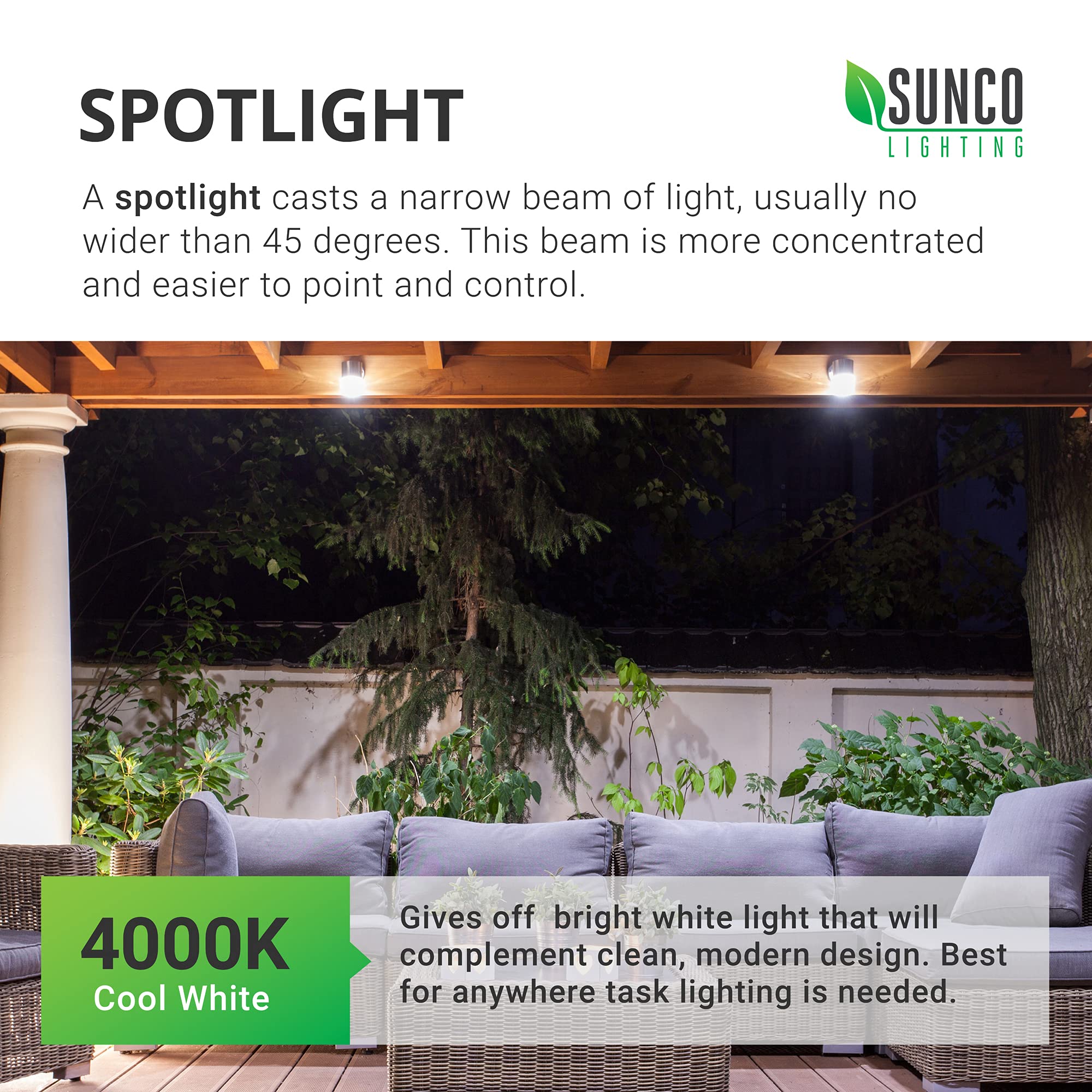 Sunco Lighting PAR30 LED Flood Light Bulbs, 11W=75W, 4000K Cool White, 4 Count, Photocell Sensor, IP65 Waterproof