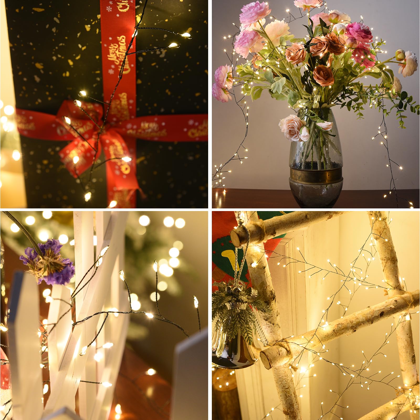 Dailyart Fairy Lights Plug In  1000 Led Twinkle String Light With Remote 75Ft Waterproof 8 Modes Warm Cluster Lights With Timer For Bedroom Wreath Window Wedding Christmas Tree Decoration Black Wire