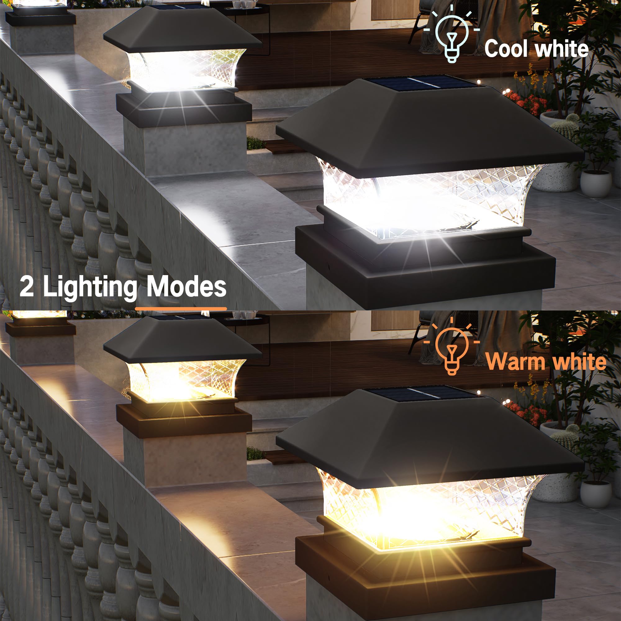 Brizled Solar Post Cap Lights 6 Pack, Warm White, Fits 3.5x3.5 to 5x5 Posts, Plastic, Model 27382766