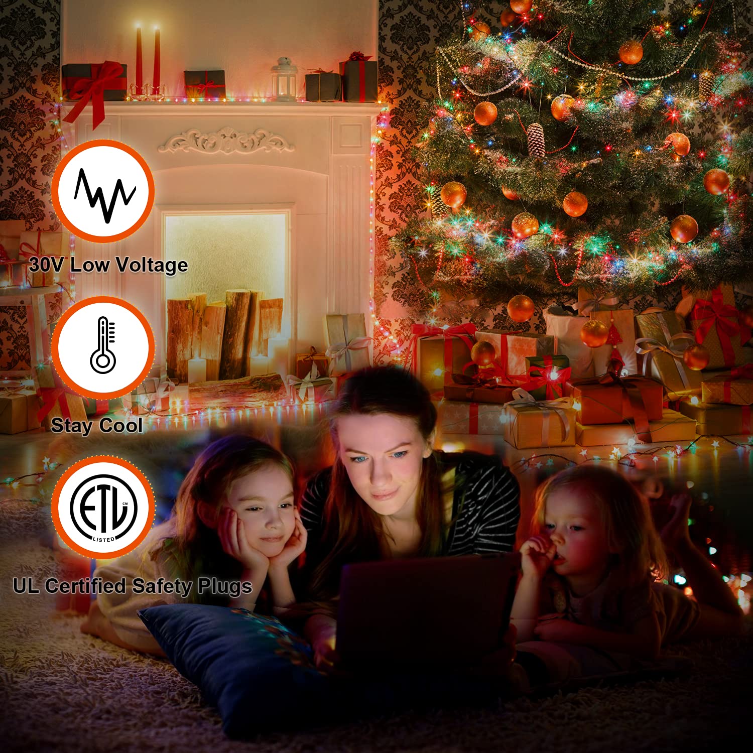 Cerflyer Christmas String Lights, 320 LED 11.5 Ft Multicolor Outdoor Decor with Star Topper, 8 Light Modes, Iron & Plastic
