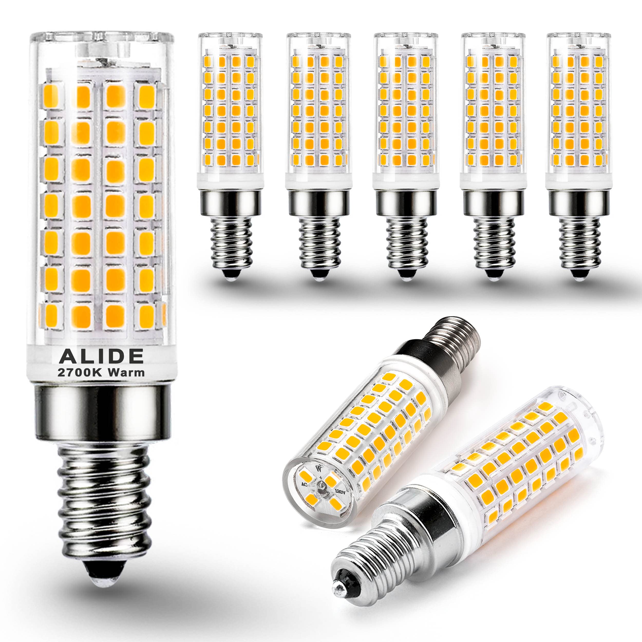 Alide E12 75 Watt Replacement Led Candelabra Bulbs C7,2700K Warm White,800Lm T6 7.5W Led E12 Chandelier Light Bulbs For Ceiling